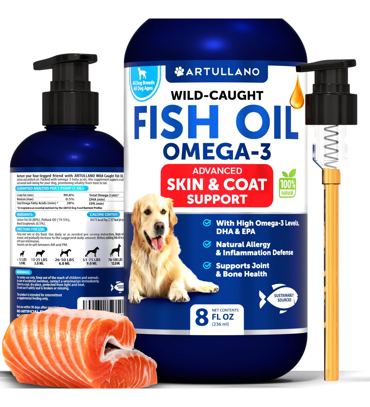 Omega 3 Fish Oil for Dogs - Better Than Salmon Oil for Dogs - Dog Fish Oil EPA DHA- Fish Oil Liquid for Pets - Skin and Coat Food Supplement for Dogs - Allergy Itch Shedding Dry Skin 8 OZ 8 Oz Yellow - Buy Online on GoSupps.com