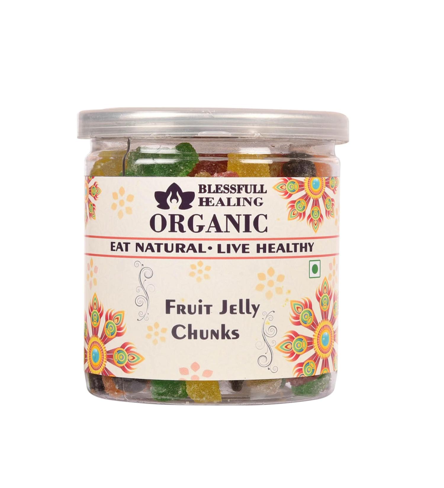 Blessfull Healing Organic Fruit Jelly Chunks 350 Gram Airtight Container (Packing May Vary)