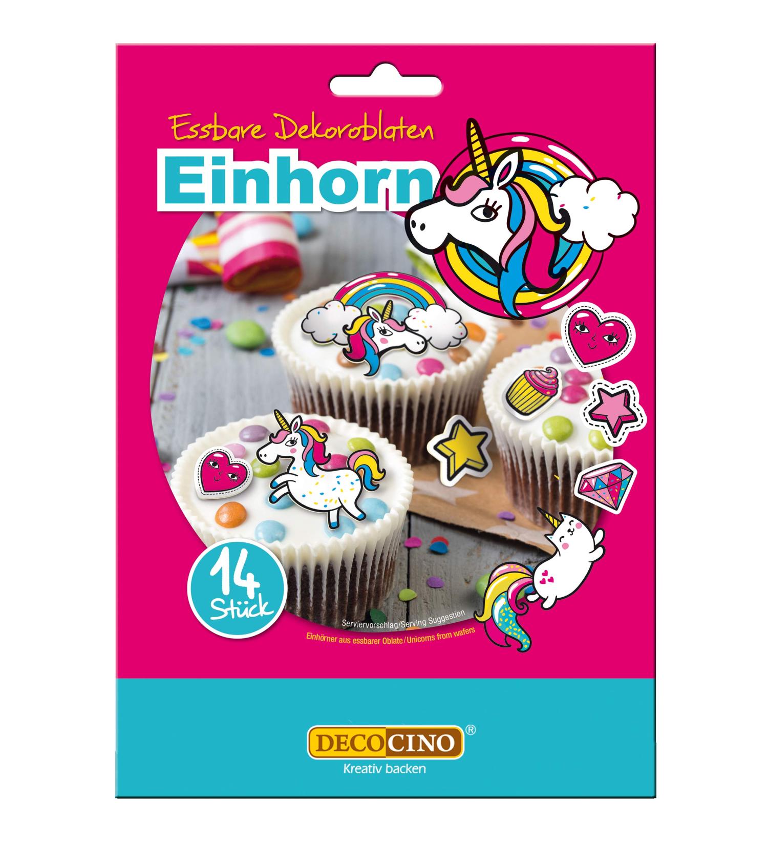 Decocino DecoroBlates - 14 Edible Vegan Cake Decor for Cupcakes & Tarts - Gluten-Free & Lactose-Free Unicorn Theme - 9g - Buy Online on GoSupps.com