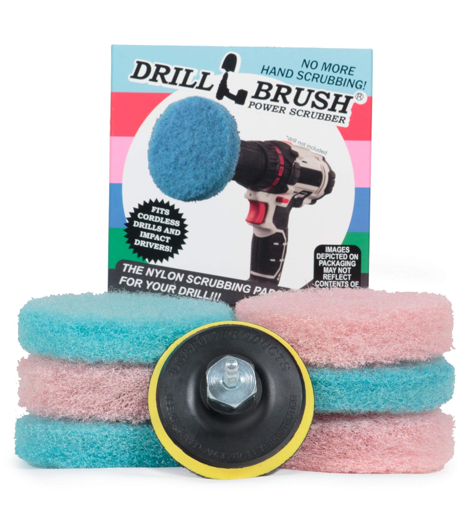 Drill Brush Set - Bathroom Cleaning Supplies with 3x Pink and 3x Light Blue Scrub Pads for Shower, Bathtub, Sink, Glass, and Hard Water Stain Removal - Buy Online on GoSupps.com