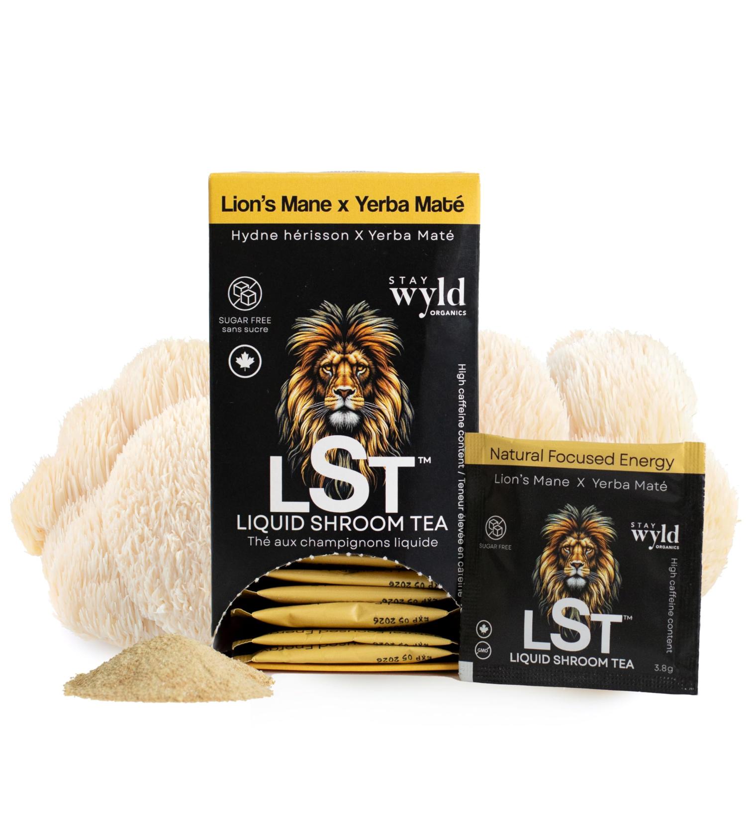 Stay Wyld Organics - Canadian Mushroom Blend Iced Mix Lion s Mane X Yerba Mat Citrus Energy Infusion for Focus and Vitality Sugar-Free Drink Instant Tea Packet 20 Sachets - Buy Online on GoSupps.com