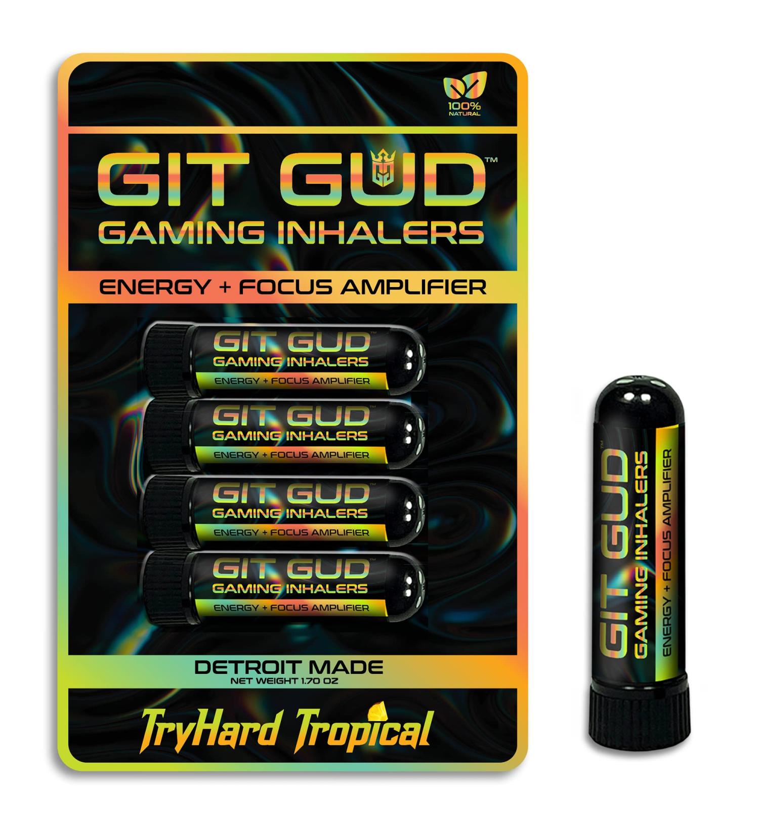 GIT GUD Gaming Vapor Inhaler 4 Pack - Energy & Focus Amplifier for Esports Athletes | Stimulating Aromatherapy Scent | Portable Pre-Workout Performance Boost - Buy Online on GoSupps.com