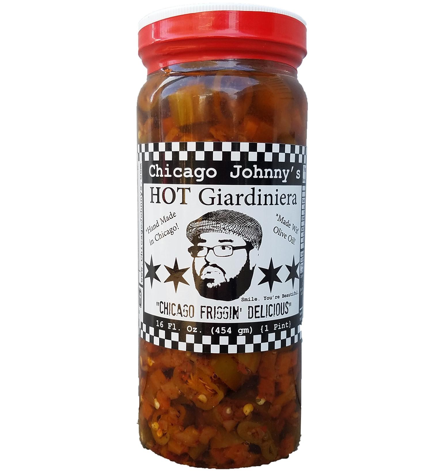 Chicago Johnnys Hot Giardiniera in Olive Oil - Spicy Pickled Vegetable Mix from Chicago - Buy Online on GoSupps.com