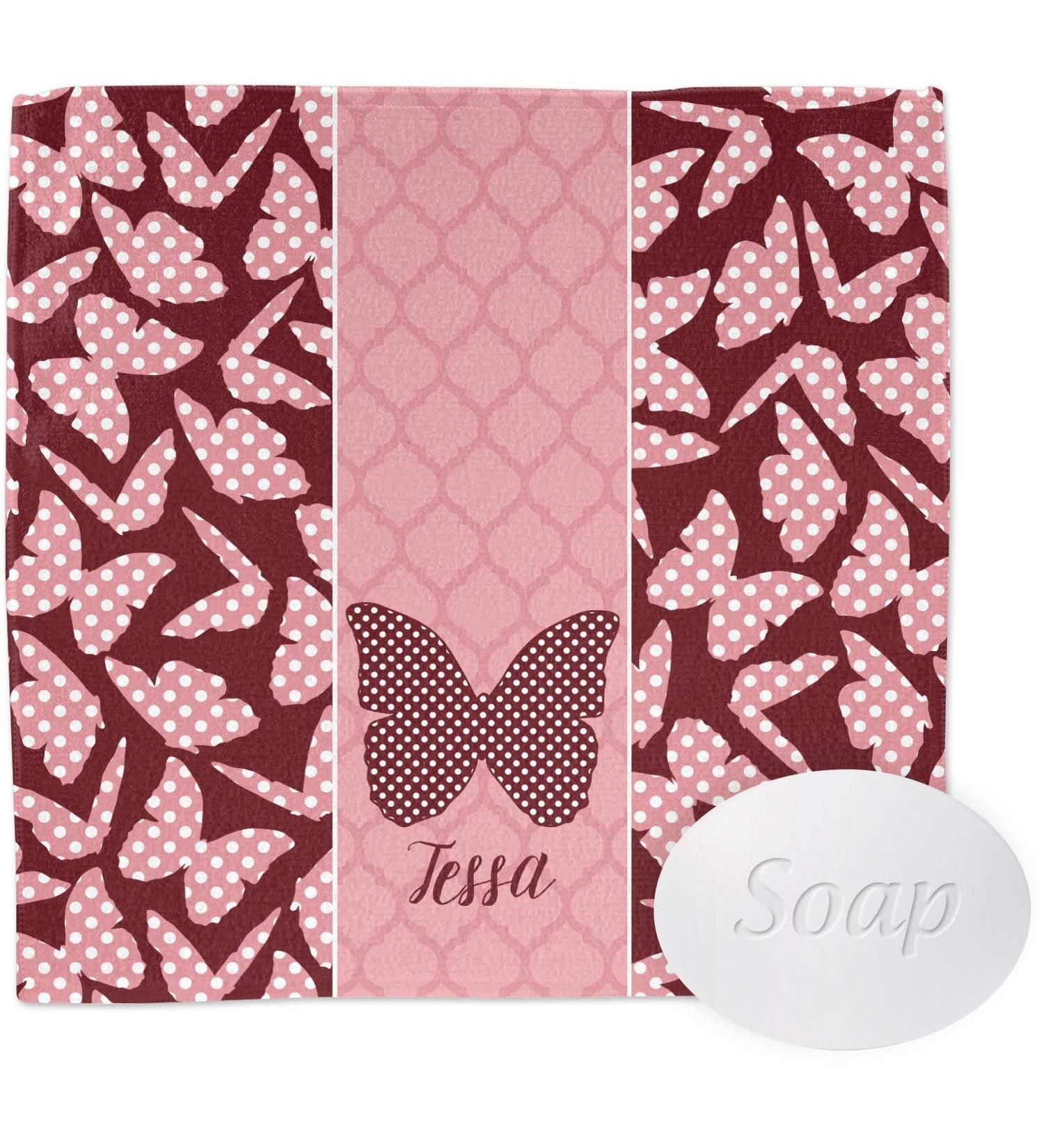 YouCustomizeIt Personalized Polka Dot Butterfly Washcloth