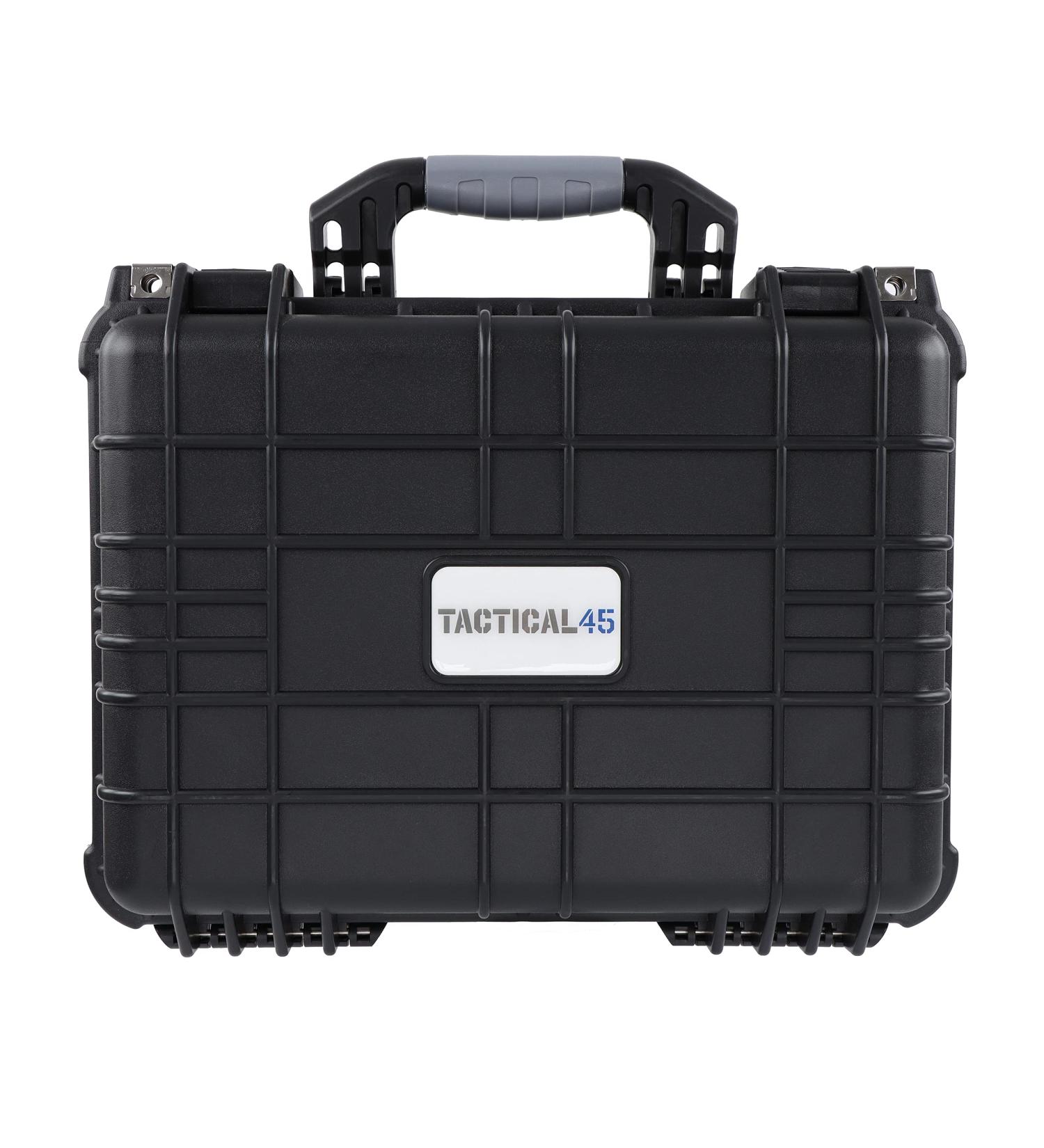 Tactical45 Hard Case with Foam Weatherproof Black Hard Carrying Case for Outdoors and Traveling 16 x 13 x 7in Foam Case - Buy Online on GoSupps.com