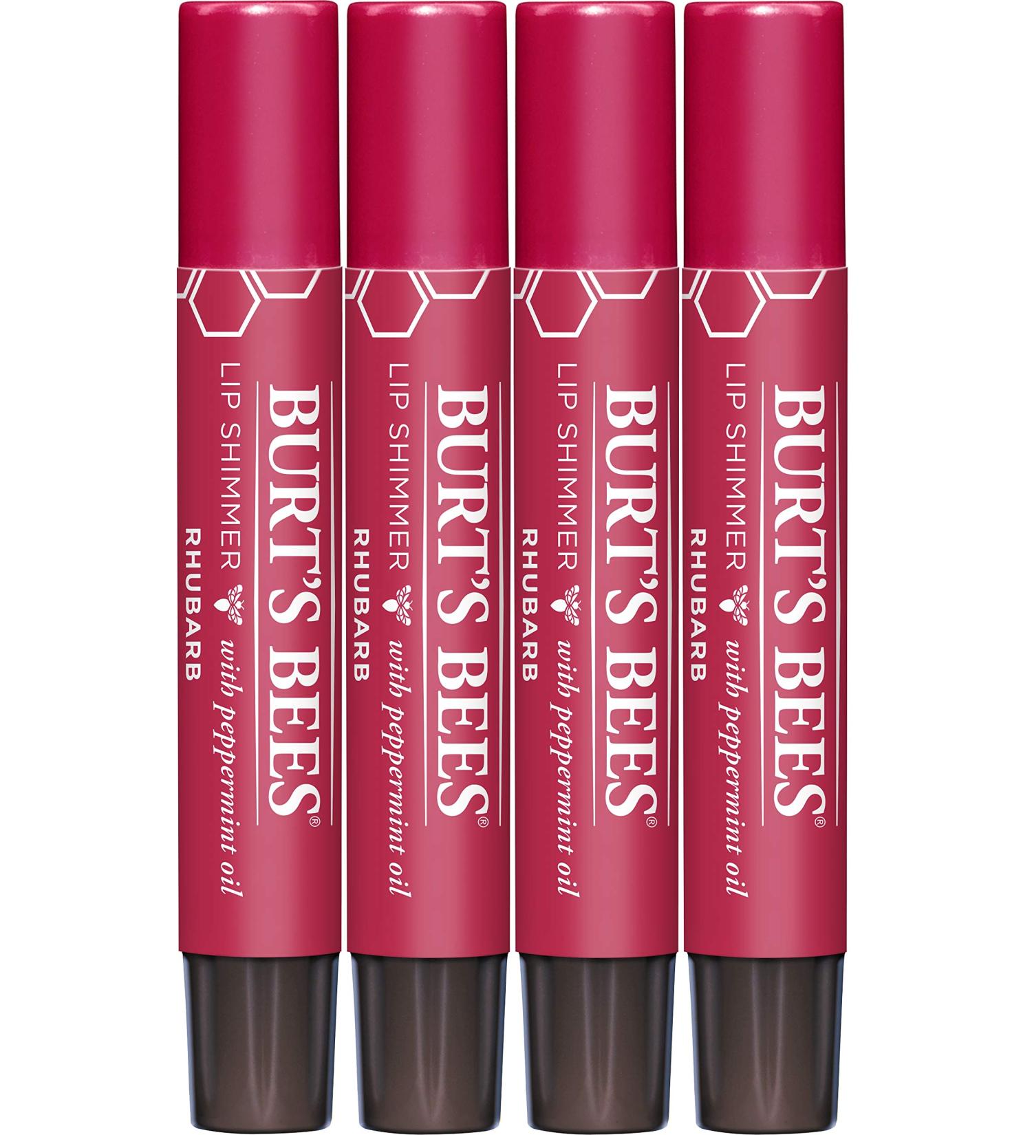 Burt's Bees Lip Balm Rhubarb 4-Pack - Moisturizing Lip Shimmer Spring Gift with Vitamin E & Coconut Oil for Women - 100% Natural Easter Basket Stuffers for All Day Hydration - 0.09 Ounce - Buy Online on GoSupps.com
