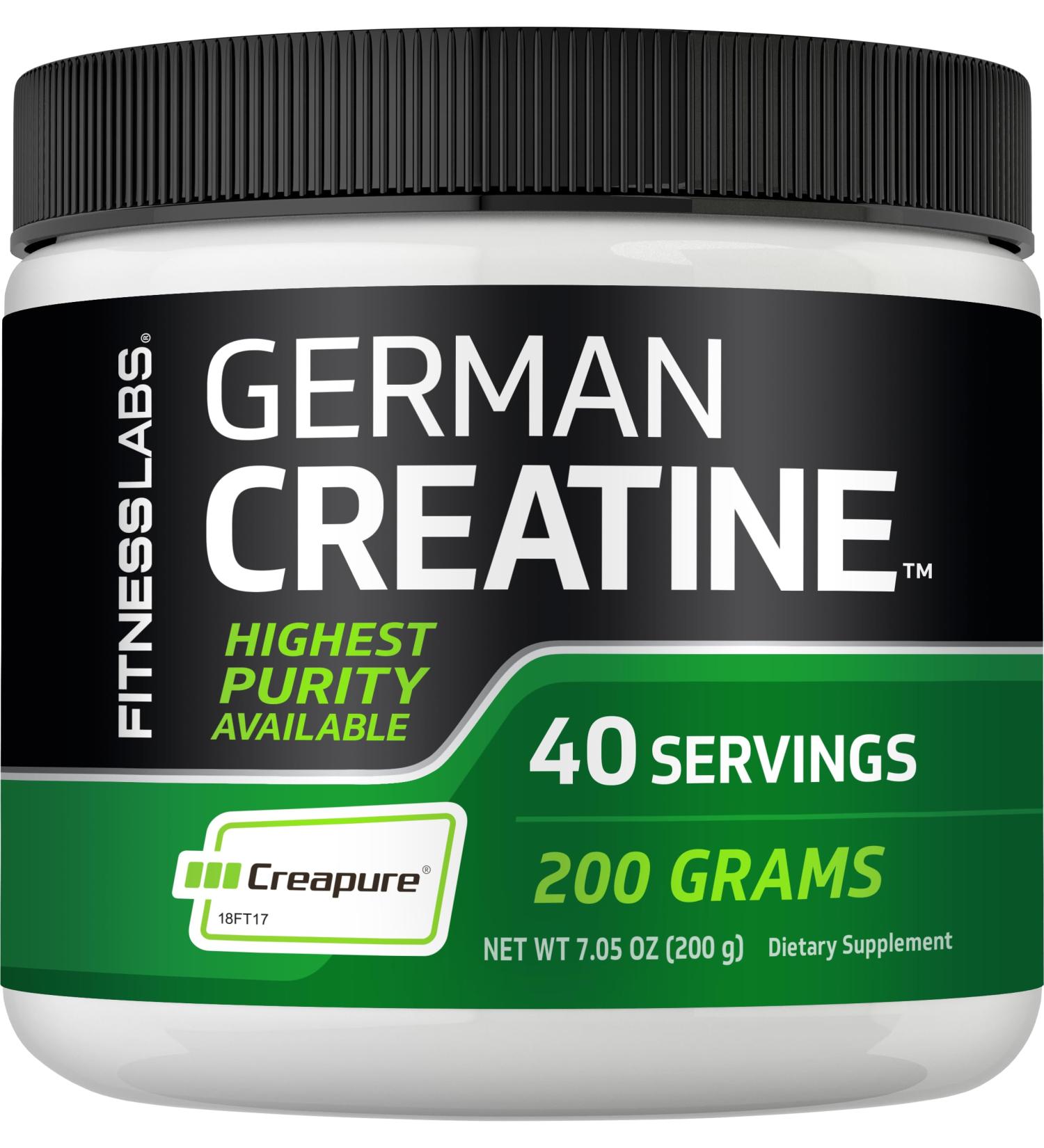 Fitness Labs German Creatine Powder | 7.05 oz | 39 Servings | Pure Monohydrate Supplement for Optimal Performance - Buy Online on GoSupps.com