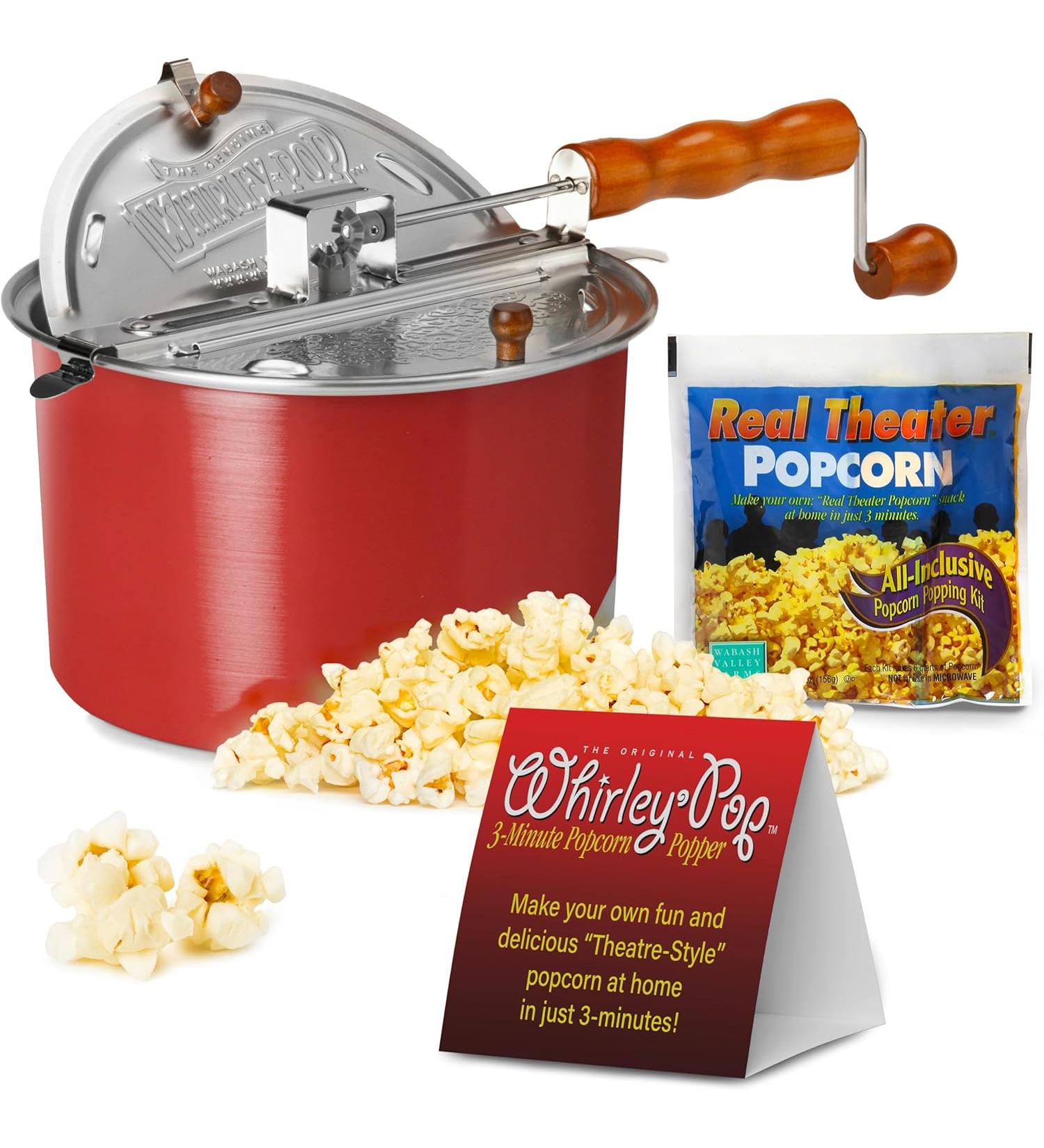 Wabash Valley Farms Original Whirley Pop Popcorn Maker 6 Quart Stovetop Popcorn Popper With Five Popping Kits Wabash Valley Farms Stove Top Popcorn Maker Popcorn Pan - Red - Buy Online on GoSupps.com