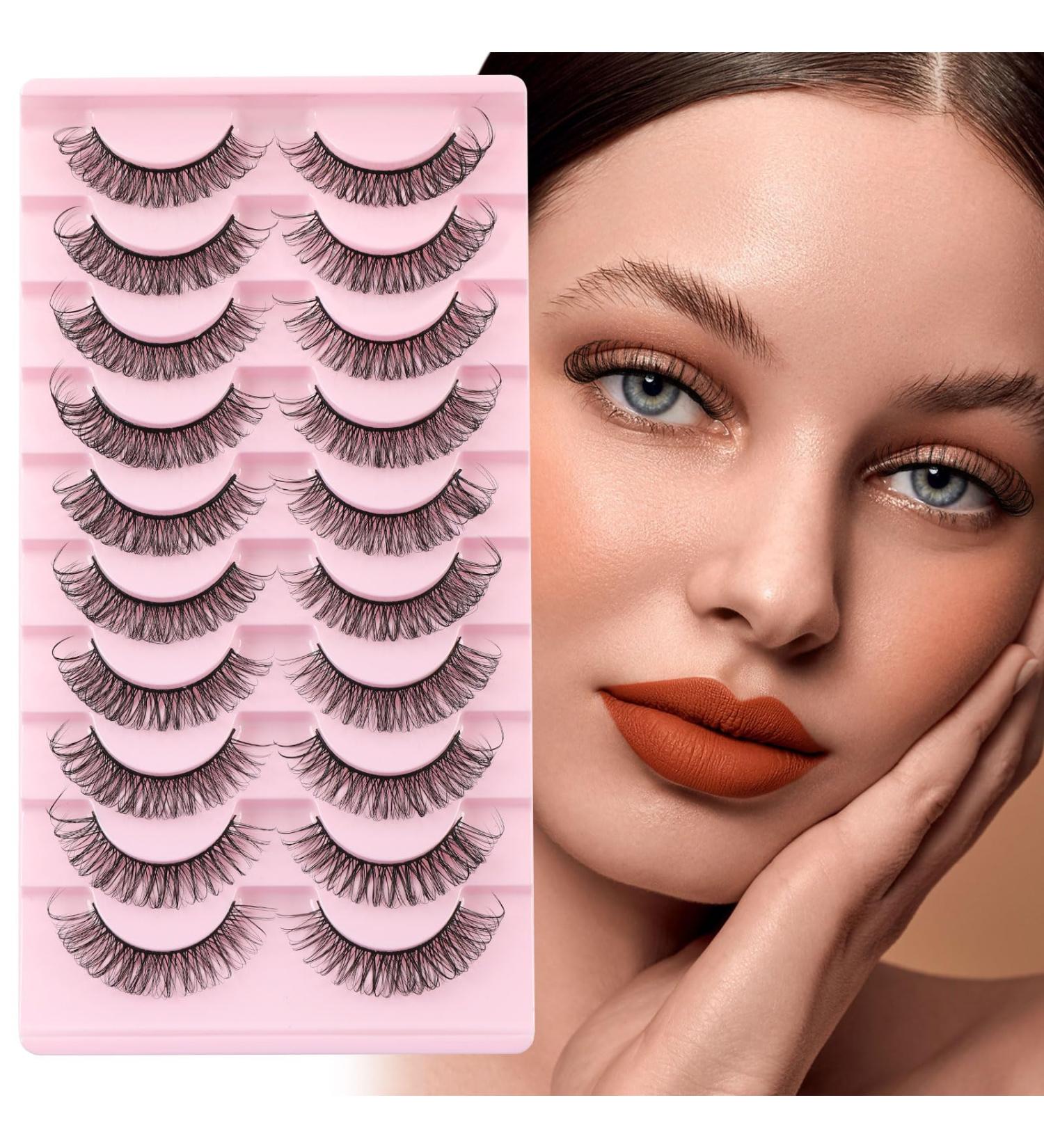 Russian D Curl Fluffy Wispy False Eyelashes - 10 Pairs Reusable 3D Faux Mink Lashes for a Natural Look | SJ27 - Buy Online on GoSupps.com