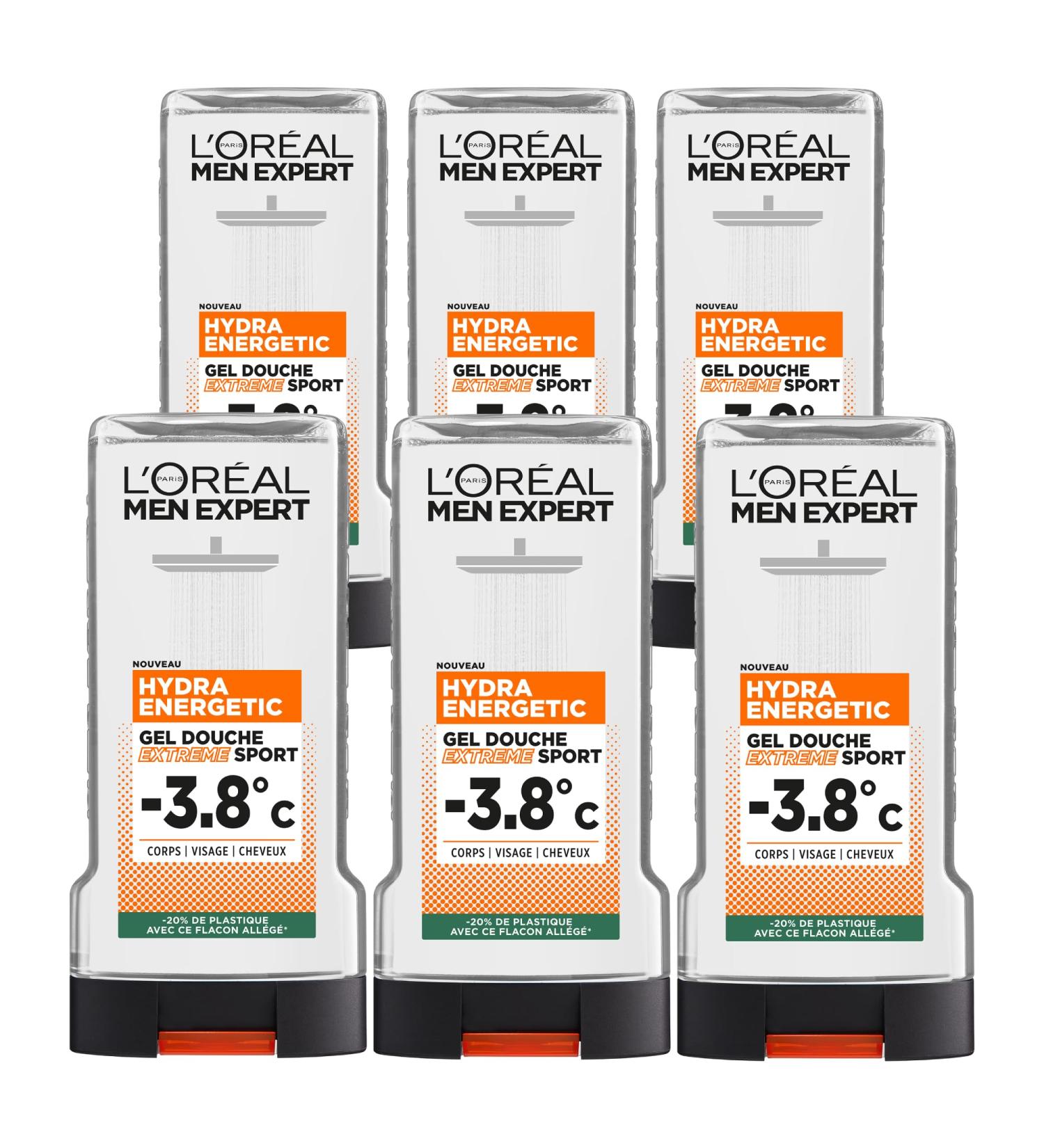  L'Oreal Paris Men Expert L'Or al Men Expert Hydra Energetic Extreme Sport Shower Gel -3.8 C Fresh Sensation - Pack of 6 x 300ml - Buy Online on GoSupps.com