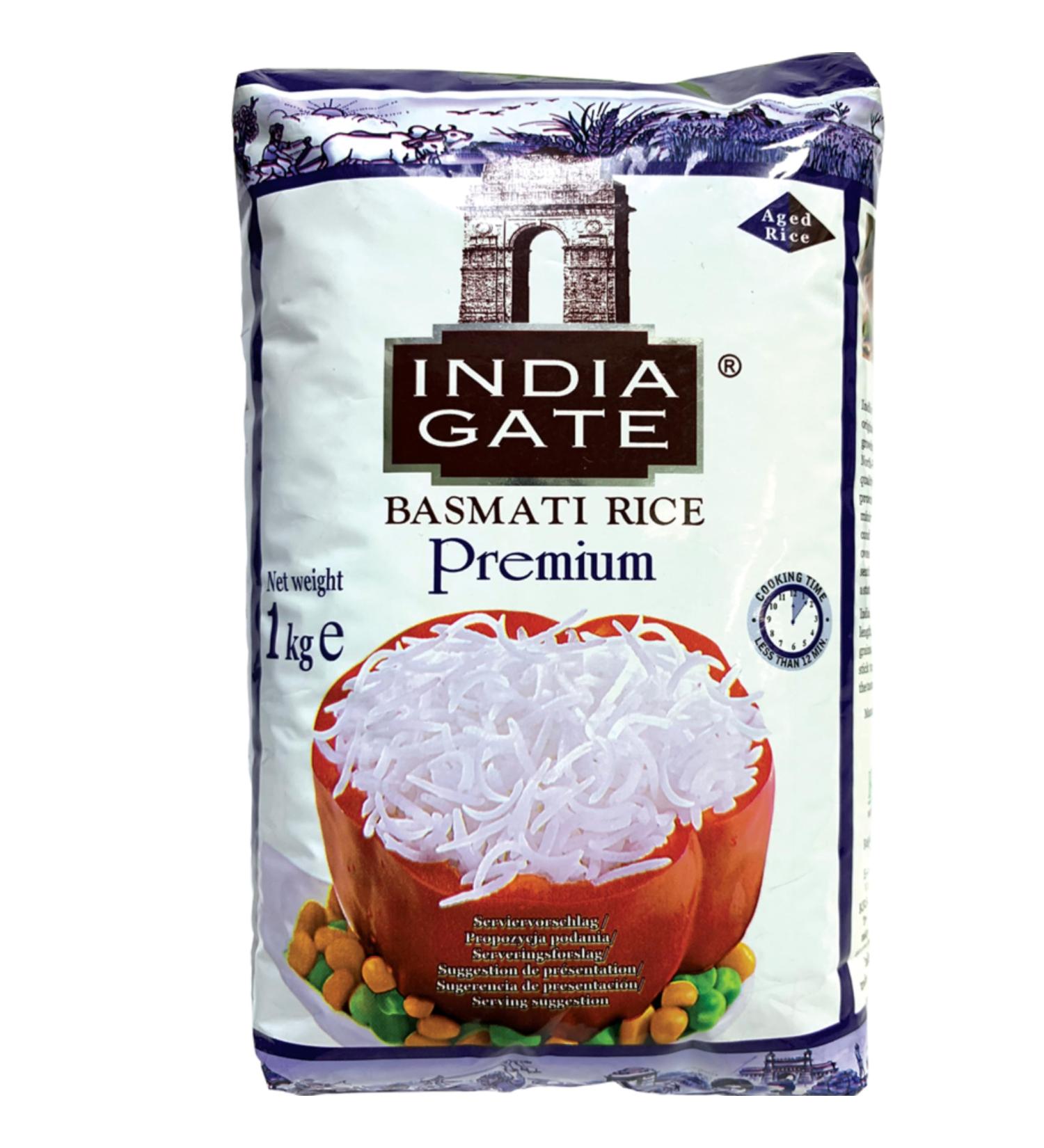 INDIA GATE Premium Basmati Rice Aromatic Long Grain Rice (1 x 1 kg) - Authentic Quality from India | Buy Online - Buy Online on GoSupps.com