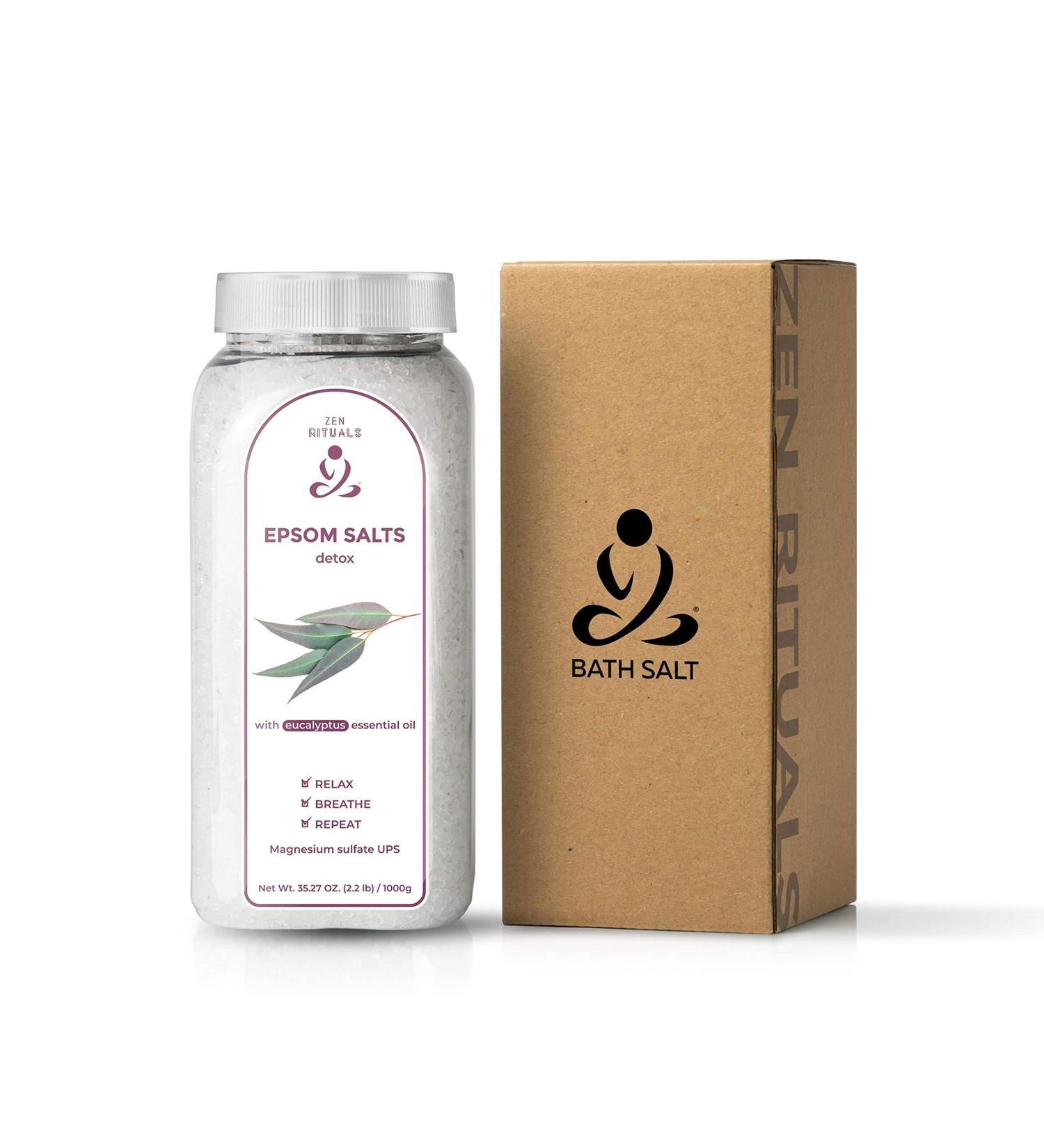 Zen Rituals Epsom Bath Salts Eucalyptus Detox 1 KG - Pure Magnesium Sulfate for Relaxation & Wellness | International Shipping - Buy Online on GoSupps.com