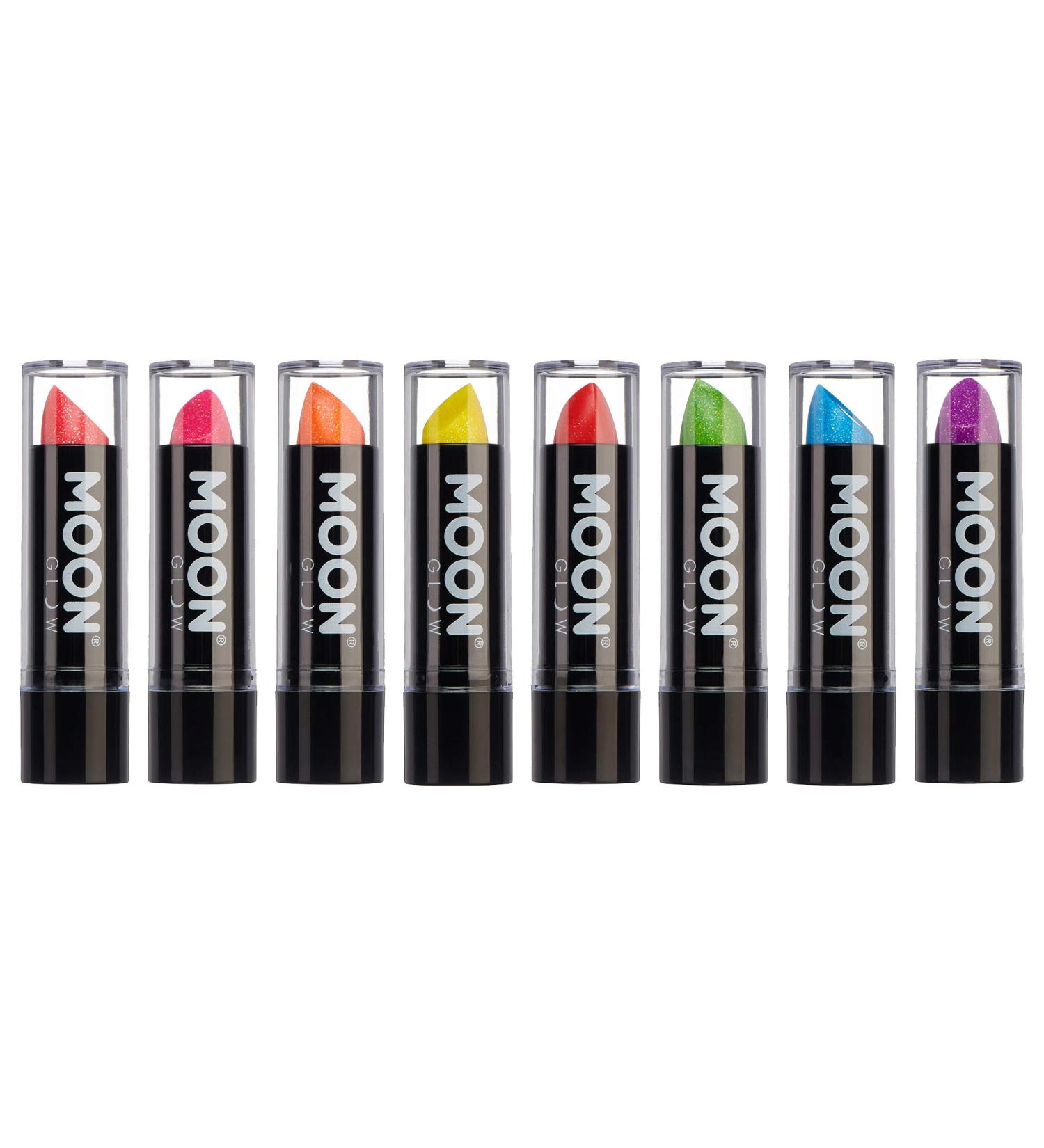 Moon Glow 5g Neon UV Glitter Lipstick Set of 8 - Radiant Under Blacklights - International Shipping Available - Buy Online on GoSupps.com