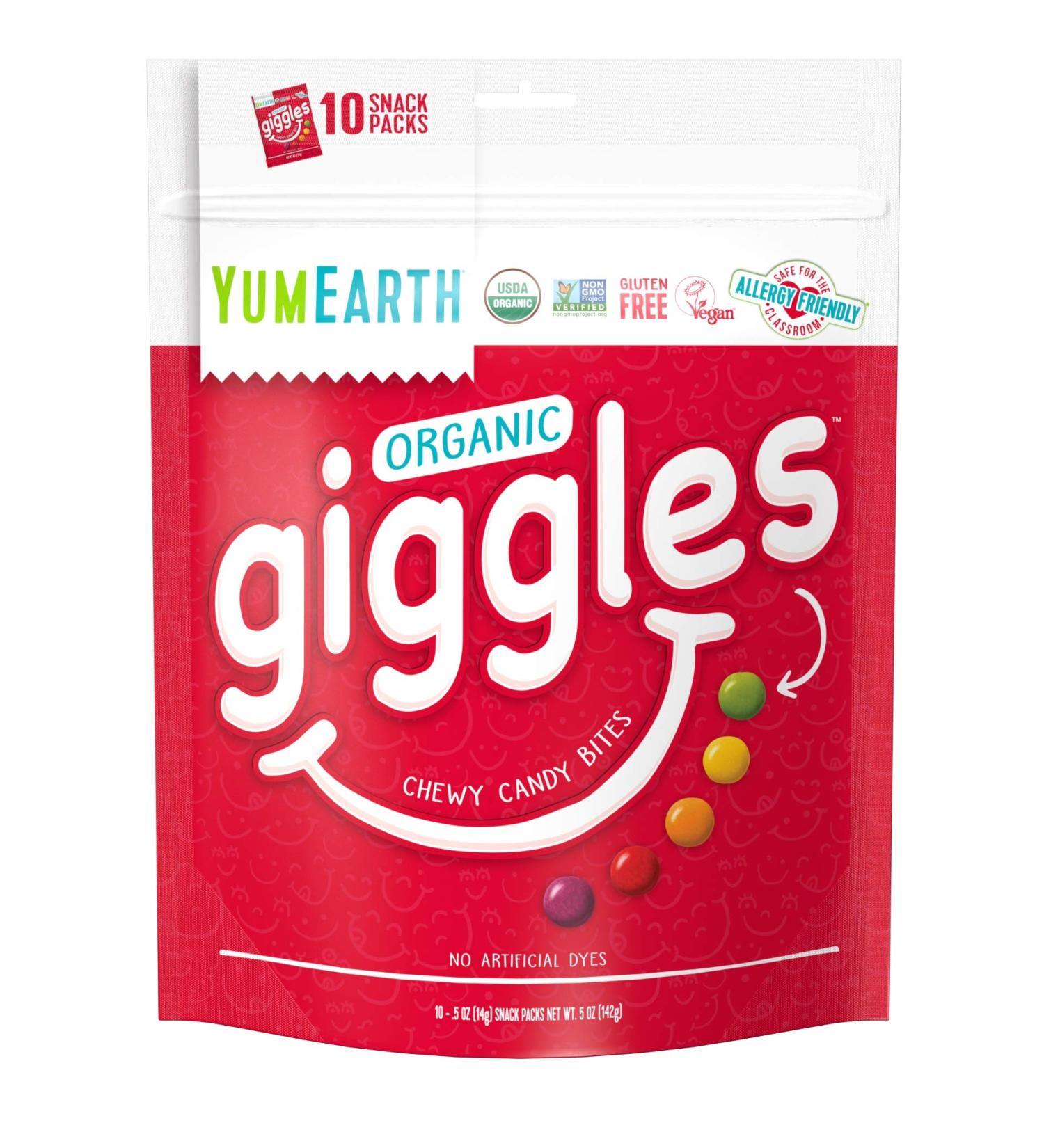 YumEarth Organic Giggles Snack Packs - 10 x 0.5 oz (14g) | Healthy Candy Treats - Buy Online on GoSupps.com