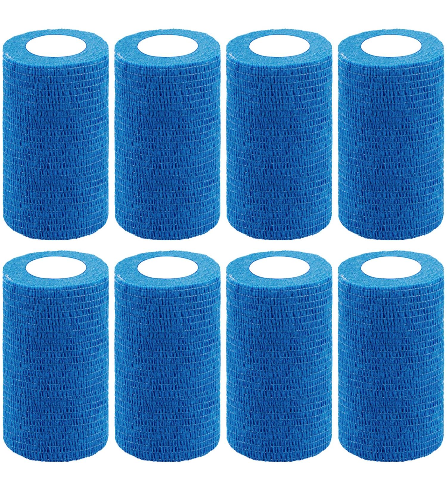 BQTQ 8 Rolls Cohesive Bandage 4 Inch Self Adherent Sport Wrap Tape for Ankle Sprains - Blue - Stretch Bandage Wrap for Humans and Animals - Buy Online on GoSupps.com