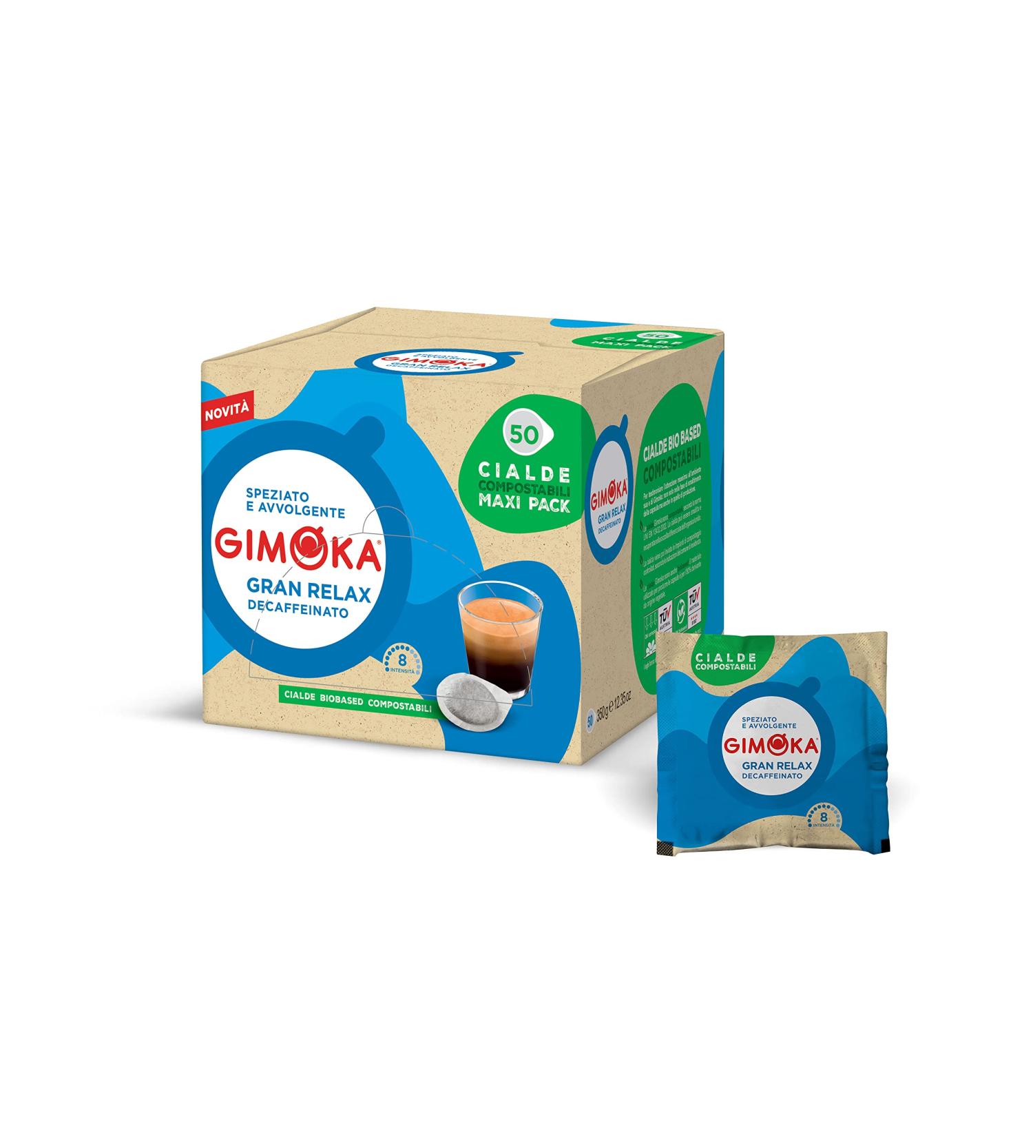  Gimoka Gimoka Compostable Coffee Pods Gran Relax Decaffeinated Coffee Blend Intensity 8-50 Pods - Compatible with ESE System 44mm - Buy Online on GoSupps.com