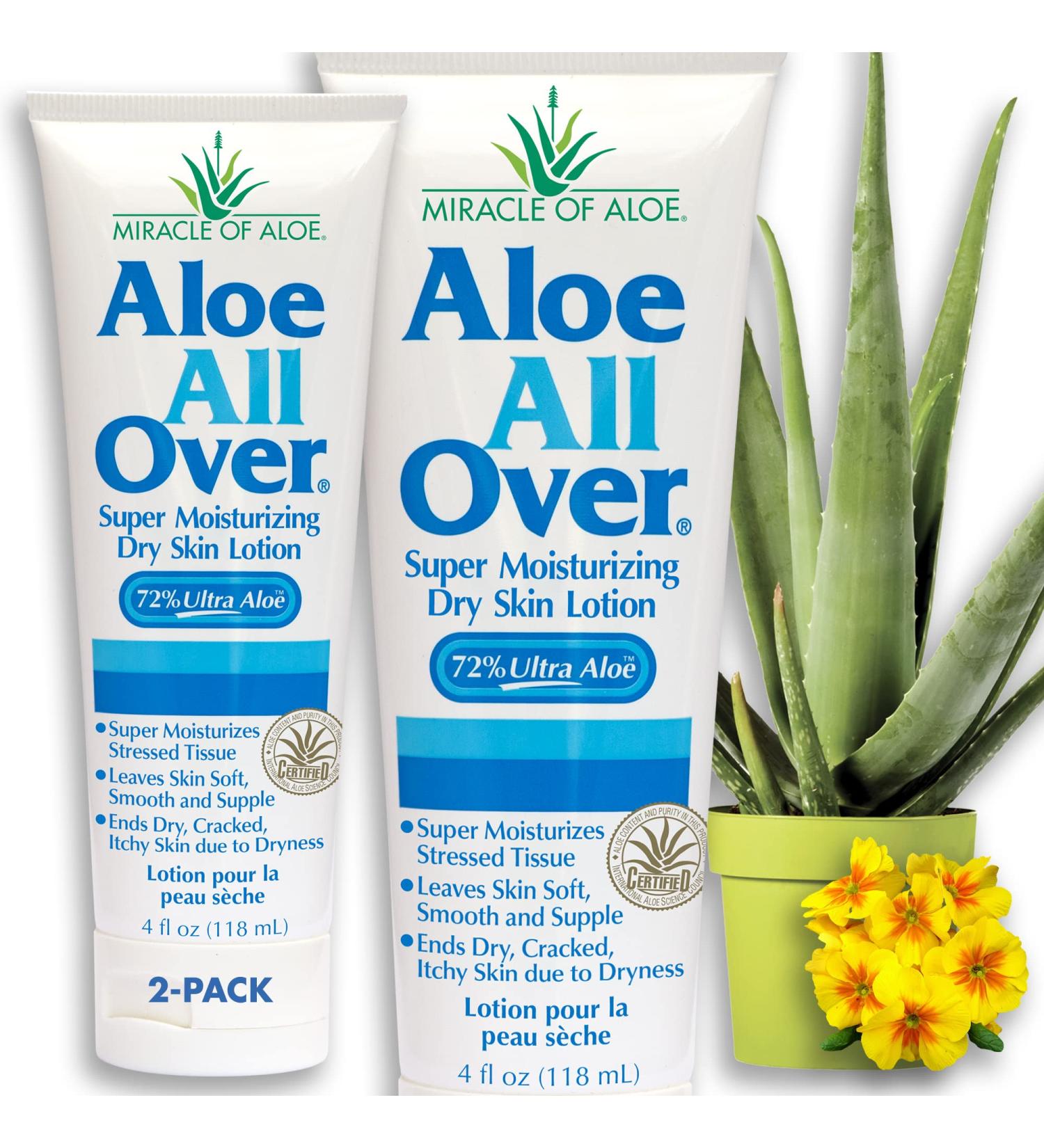 Ultra Aloe All Over Super Moisturizing Lotion - 72% Aloe Vera Gel - Restores Dry Skin - Pack of 2 - 4 Fl Oz each - Buy Online on GoSupps.com
