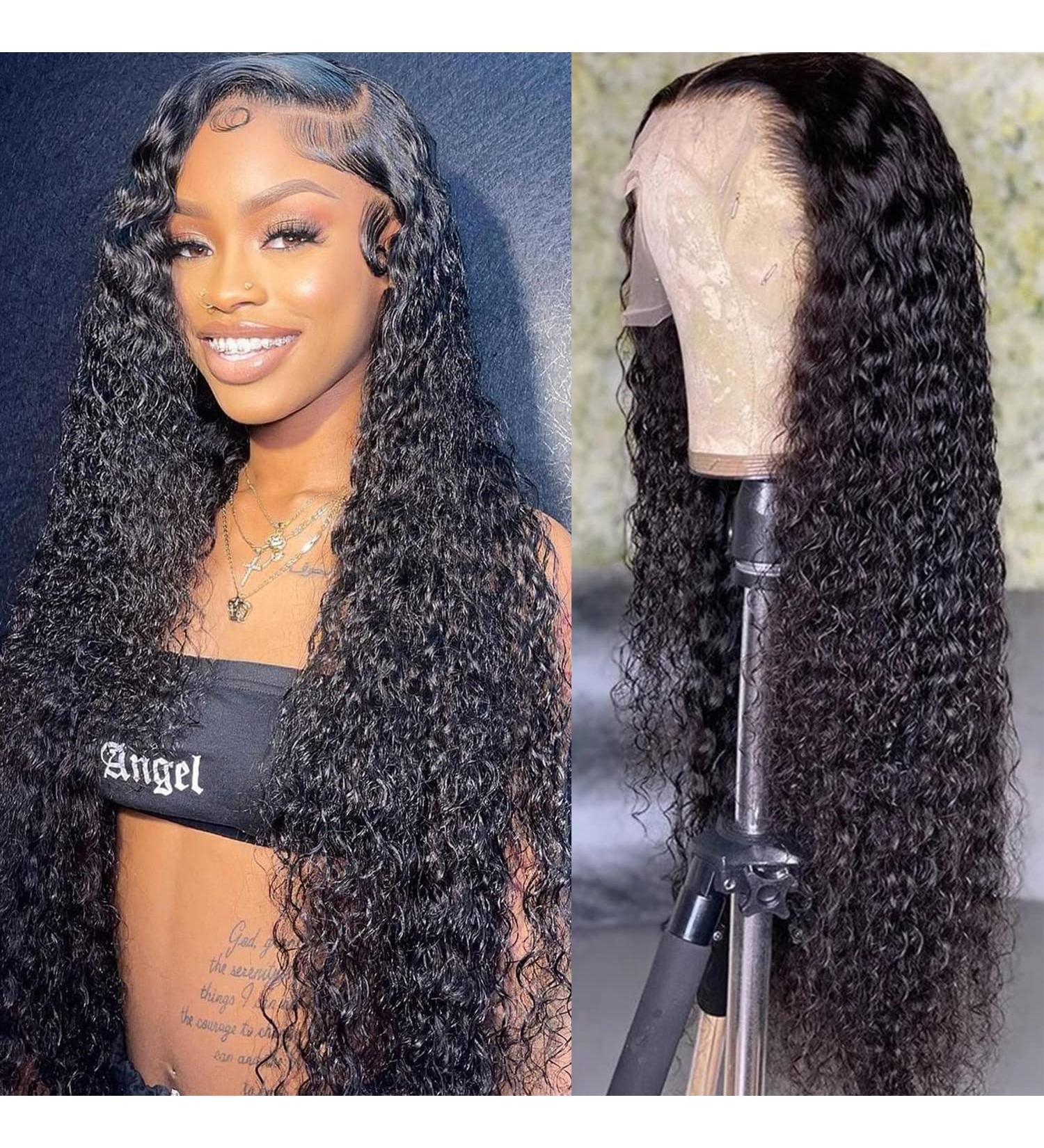 24 Water Wave Lace Front Human Hair Wig | 180% Density | Pre-Plucked with Baby Hair | Natural Color | Wet and Wavy 13x4 Wig for Black Women - Buy Online on GoSupps.com