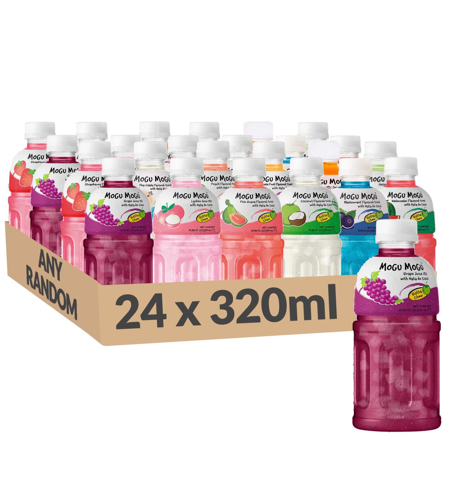 MOGU MOGU Real Fruit Juice with Nata De Coco 320ml | Random Flavours Selected (24 Case (Any Random)) 320 ml (Pack of 24) - Buy Online on GoSupps.com