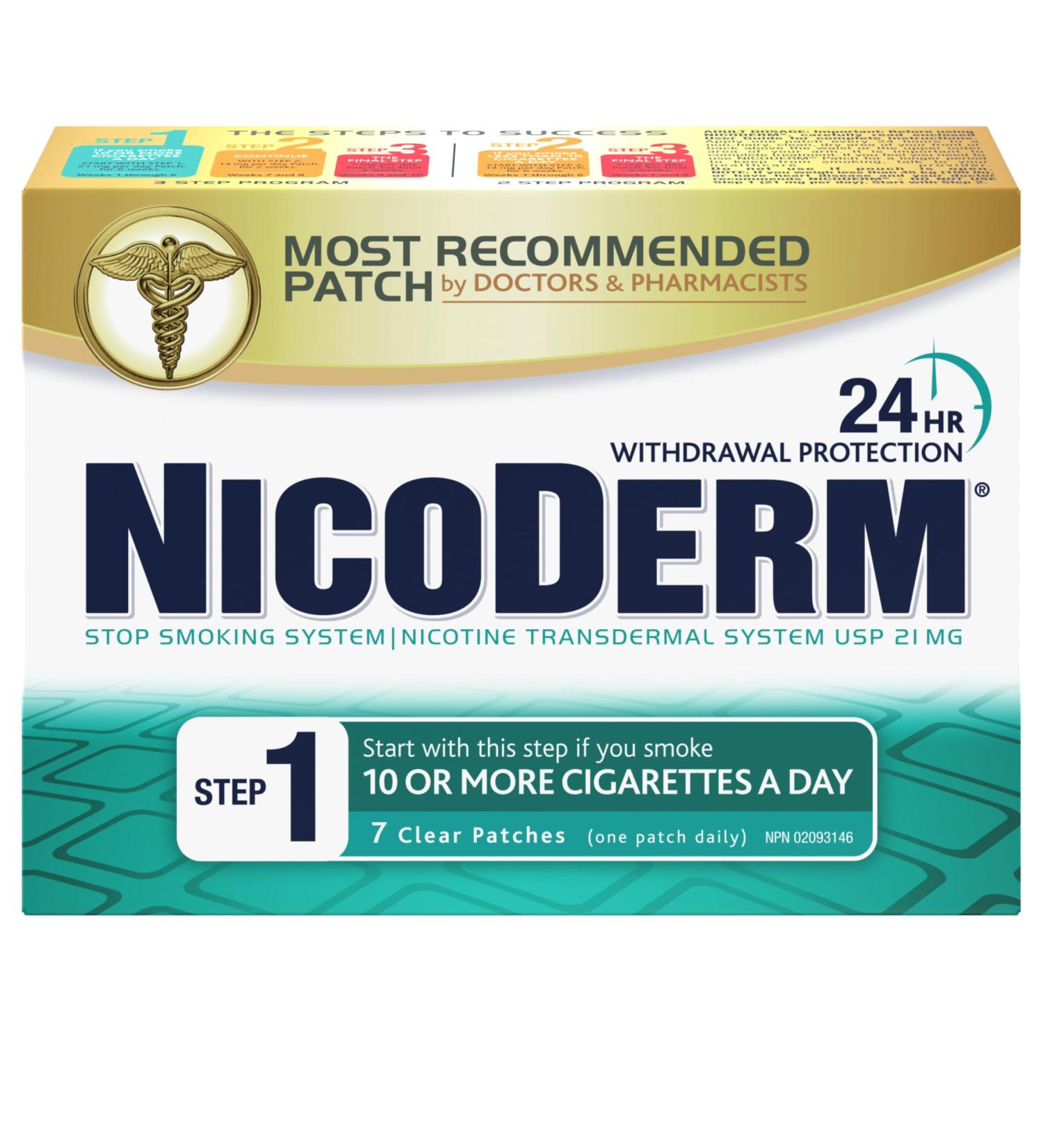 Nicoderm Step 1 Clear Patches Quit Smoking and Smoking Cessation Aid 21 mg of Nicotine/Day 7 Count Step 1 7 Patches - Buy Online on GoSupps.com