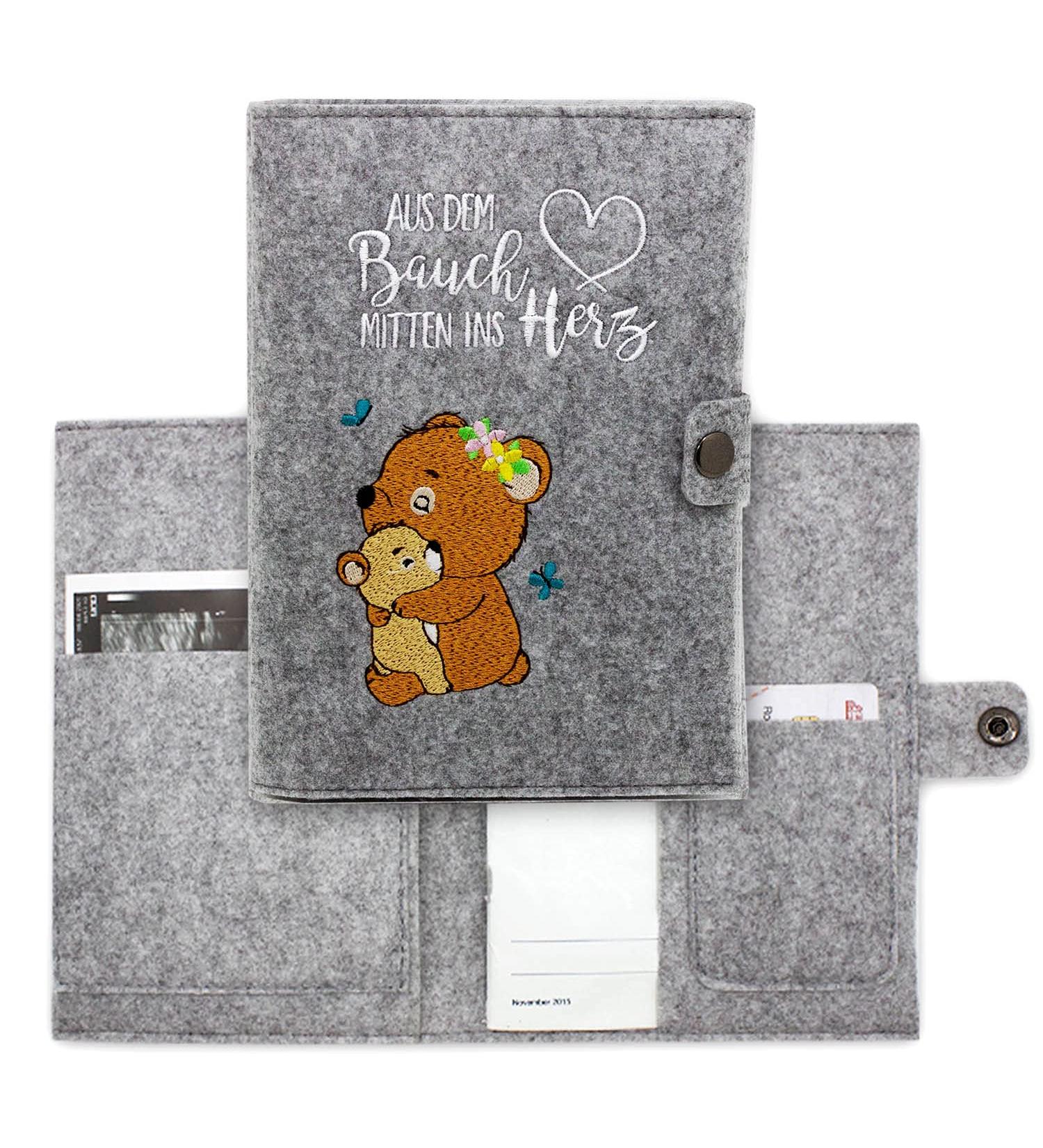 Cozy Raccoon Mutterpass Cover | Forest Bear Felt | Made in Germany | Personal Gift for Expecting Mothers | Includes Insurance Card & Ultrasound Pockets - Buy Online on GoSupps.com