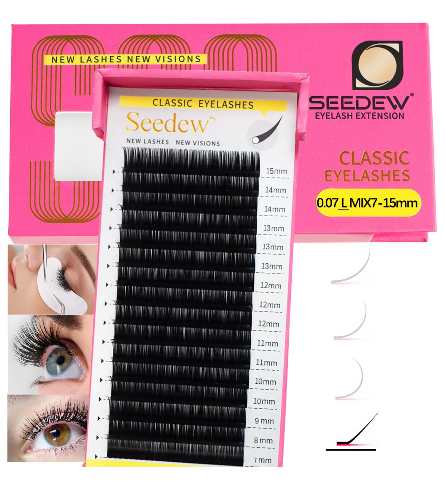 L Curl Lash Extensions | Classic Individual 7-15mm | Soft & Lightweight Eyelashes for Beauty Salons | Matte Black - 0.07mm - Buy Online on GoSupps.com