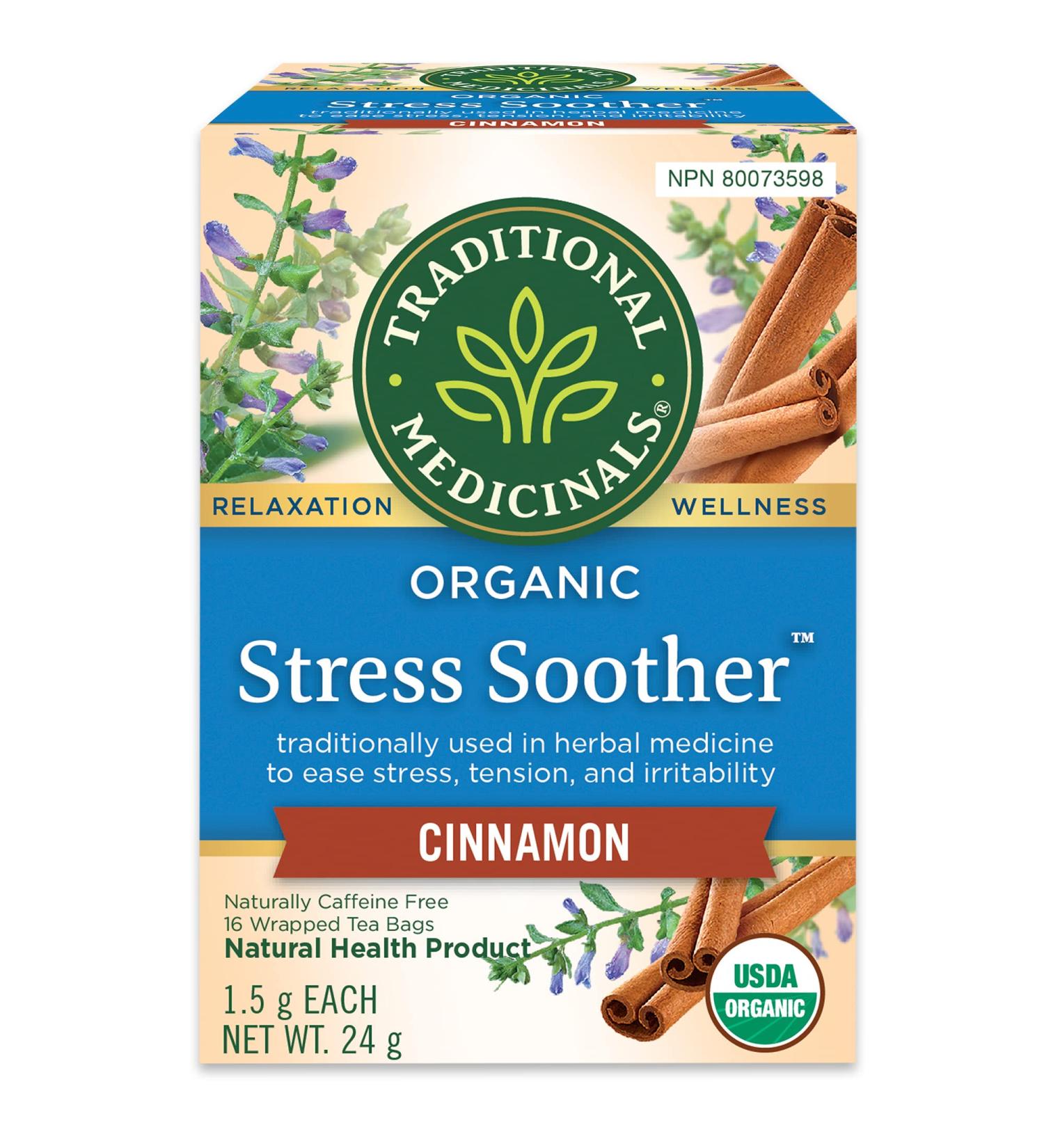 Traditional Medicinals - Organic Stress Soother Herbal Tea (Pack of 1) - Ease Stress Tension and Irritability - 16 Tea Bags Total Stress Soother 16 Count (Pack of 1) - Buy Online on GoSupps.com
