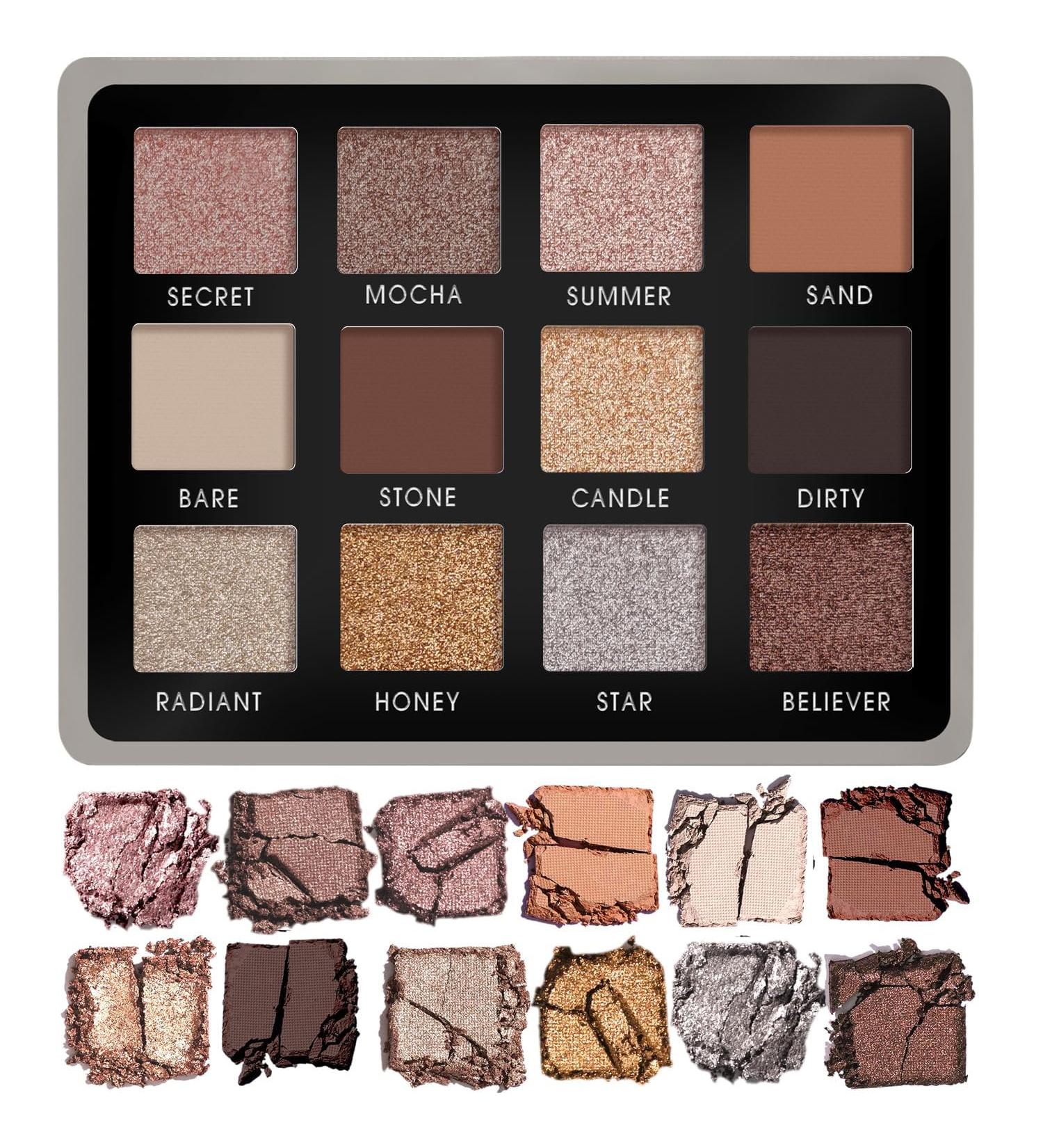 Nude Smokey Neutral Eyeshadow Palette - 12 Highly Pigmented Cool Toned Shimmer Matte Colors For Professional Everyday Looks - Travel Size Eye Shadow Makeup Palette With Mirror Neutral Nude Grey Silver - Buy Online on GoSupps.com