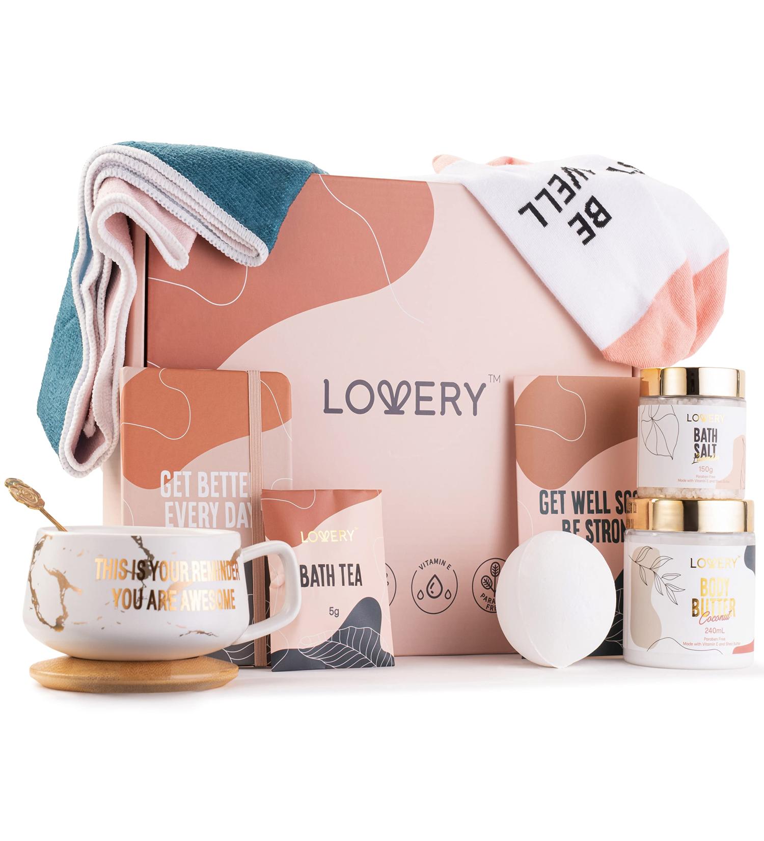 Get Well Soon Care Package for Women - 13pc Sympathy Spa Kit Gift Basket with Throw Blanket and Diary - Self Care Gifts for Women - Buy Online on GoSupps.com