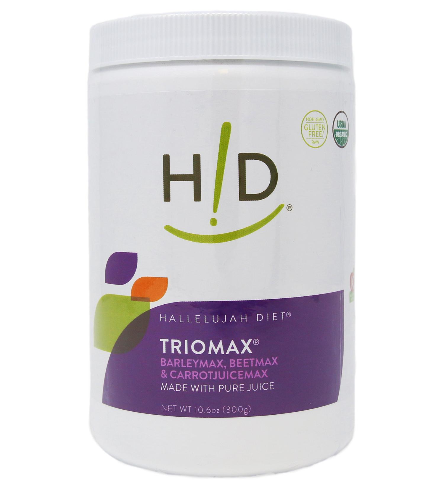 Hallelujah Diet TrioMax Superfood Vitamin & Antioxidant Blend Pure Juice Powder Supplement Organic Gluten-Free Vegan 30 Servings Large