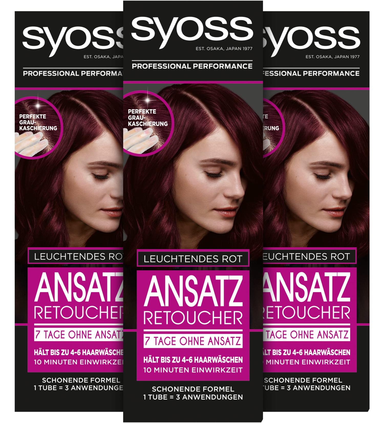 Syoss 3 x 60ml Bottles Semi-Permanent Hair Dye Bright Red 7 Day Root Free for Quick and Easy Treatment - Buy Online on GoSupps.com