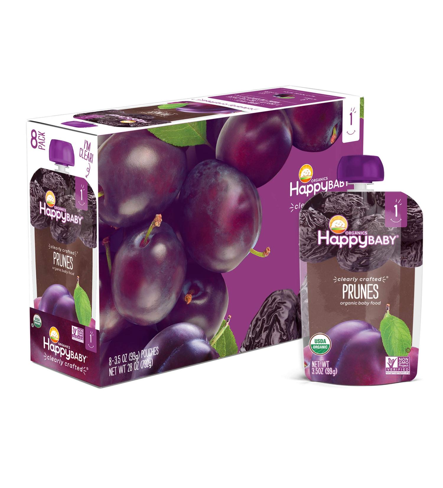Happy Baby Organics Clearly Crafted Stage 1 Prunes Baby Food - 3.5 oz Pouch (Pack of 8) - Buy Online on GoSupps.com