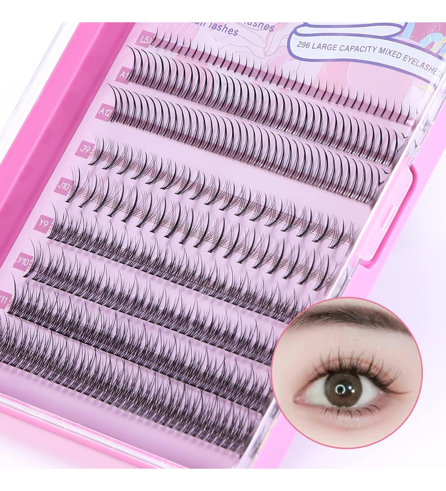 Mlen Diary 296pcs Manga Individual Lash Anime Clusters with Glue - Natural Look 11-13mm DIY Eyelash Extensions - 4in1 Wispy C Curl Cat Eye Mink Lashes - Reusable False Eyelashes - Buy Online on GoSupps.com