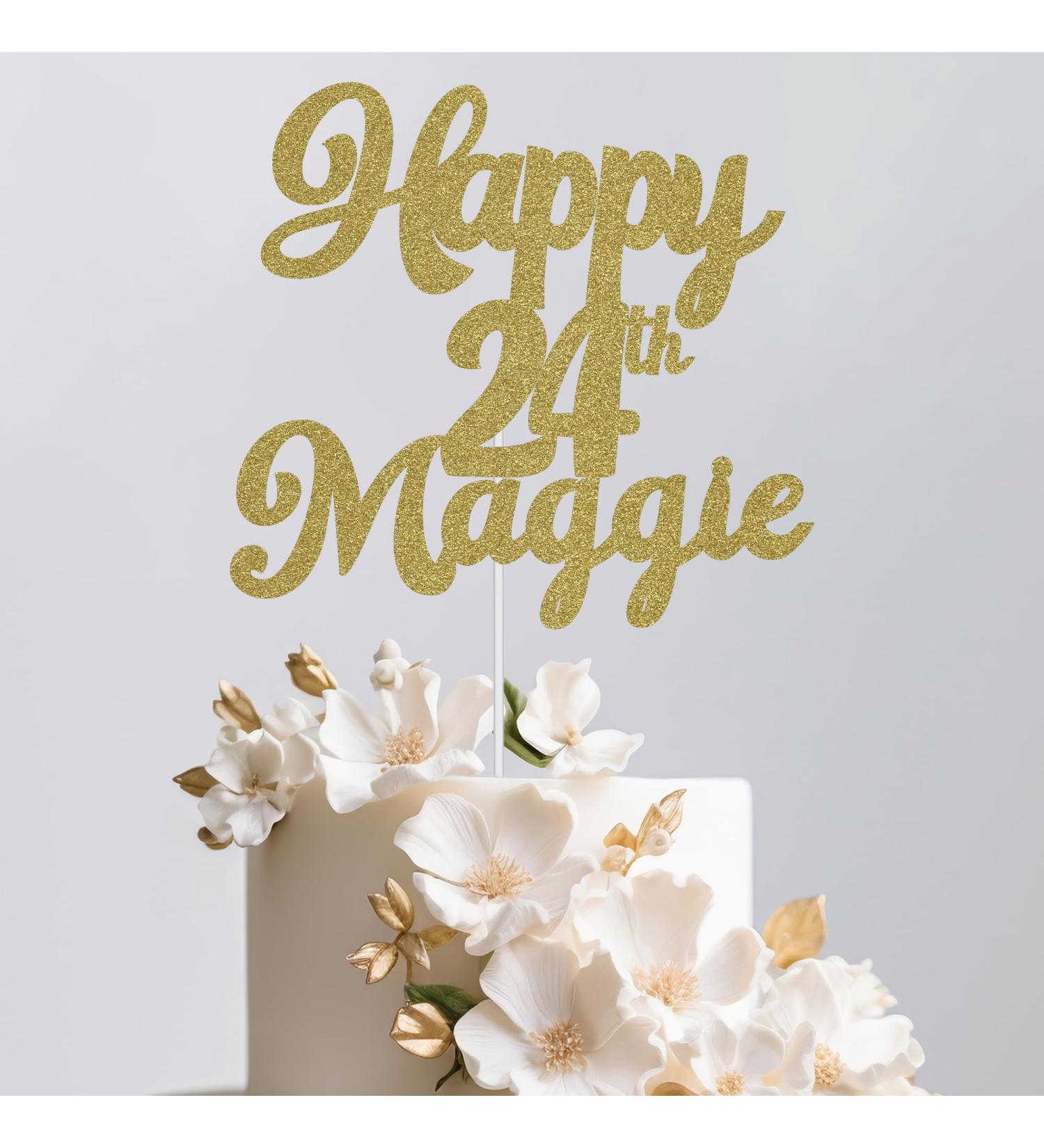 Trimming Shop Personalised Double Sided Glitter Cake Topper Customise Any Name and Age for Wedding Birthday Anniversary Photo Booth Sign Decoration - Light Gold - Buy Online on GoSupps.com