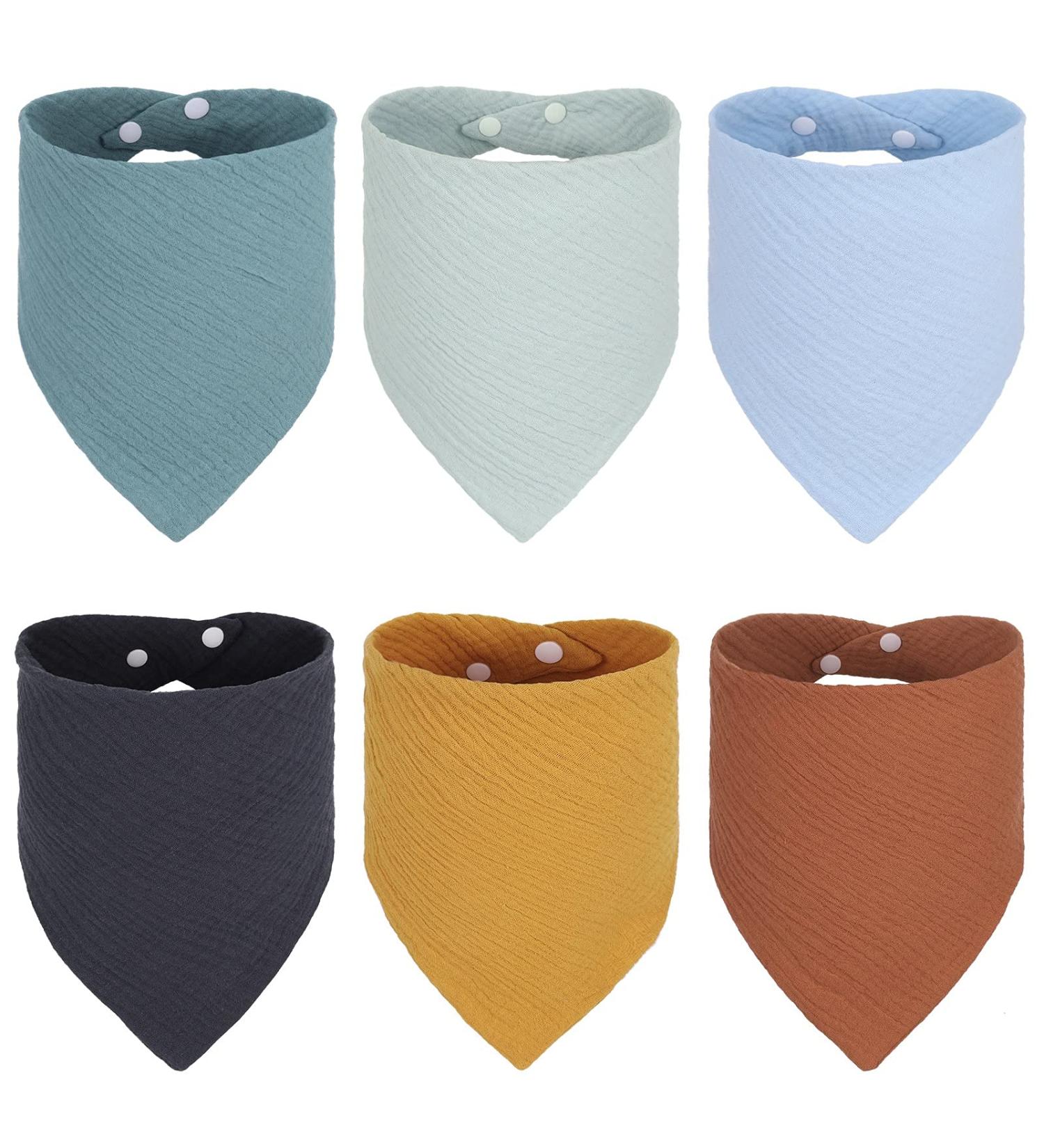 Buy Auidy_6txd Baby Triangle Bib Set - 6 Soft Absorbent Muslin Drool Bibs with Adjustable Buttons for International Shipping - Buy Online on GoSupps.com
