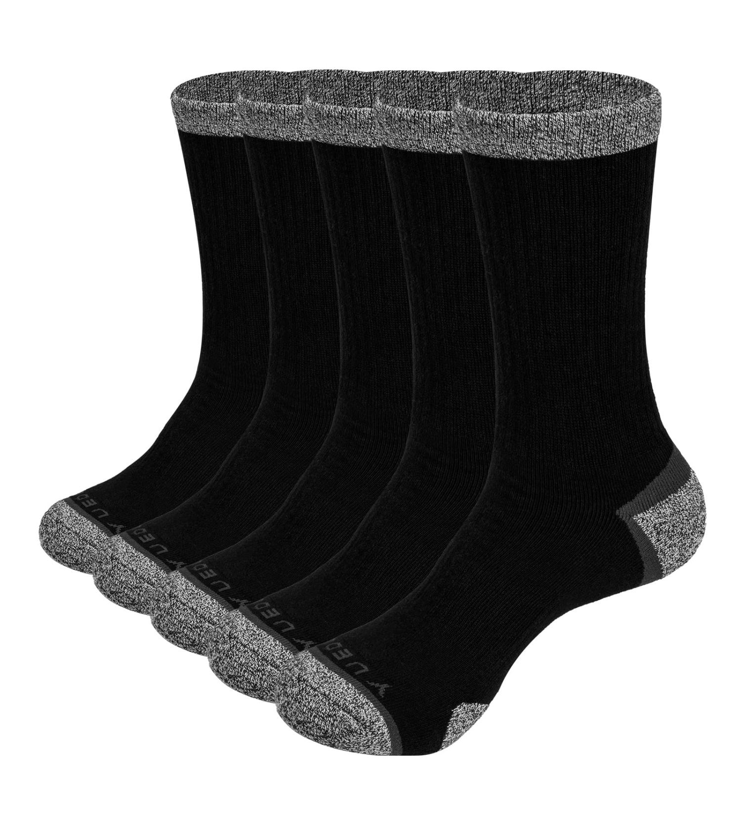 YUEDGE Men's Moisture-Wicking Hiking Socks - Cushioned Mid Calf - Size 6-13 - Black (New Model) - Buy Online on GoSupps.com