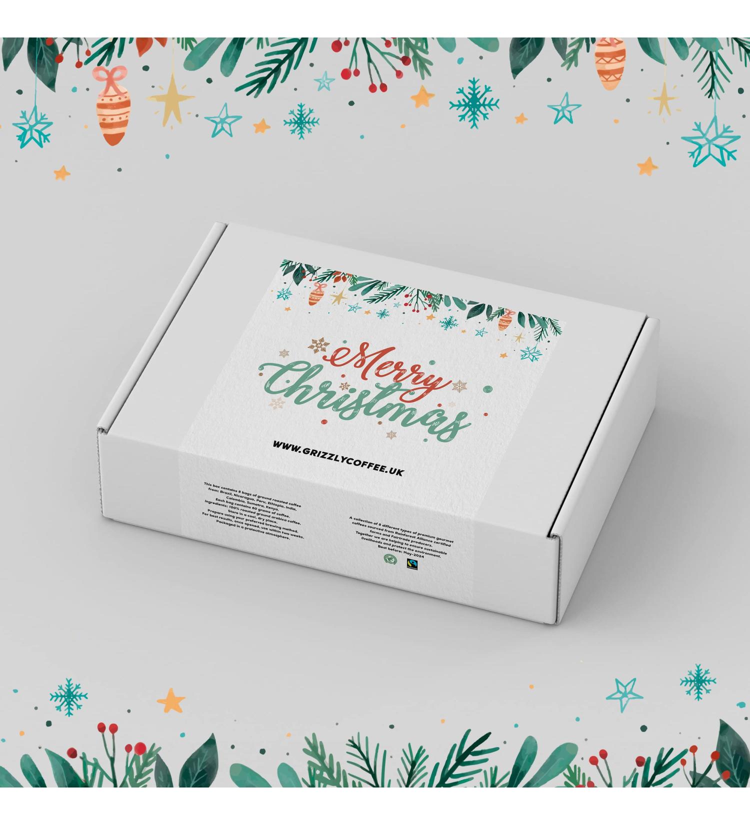 Christmas Coffee Gift Box | Great Gift for Christmas | Coffee Gift Set | Includes 8 Bags of Different Premium Coffees | Single Origin Coffee | Grizzly Coffee - Buy Online on GoSupps.com