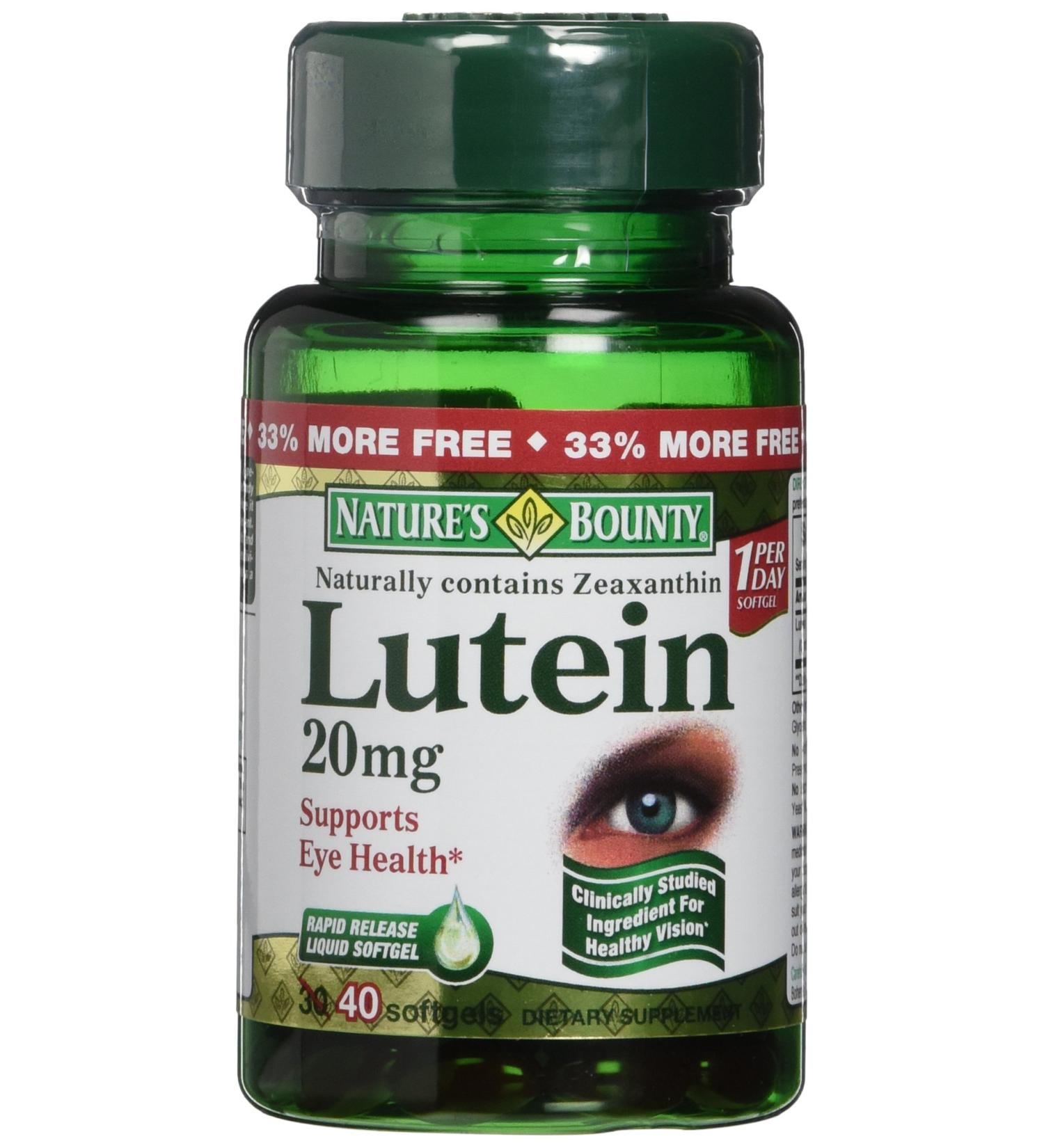 Nature's Bounty Lutein 20 mg 40 Softgels (Pack of 2) 40 Count (Pack of 2) - Buy Online on GoSupps.com