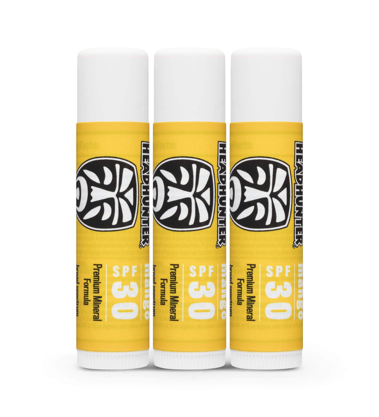 Headhunter Mango Sport Chapstick Sunscreen SPF 30 - Natural Mineral Lip Balm for Sun Protection - Waterproof and Reef Safe Sunblock Chap Stick (3 Pack) - Buy Online on GoSupps.com