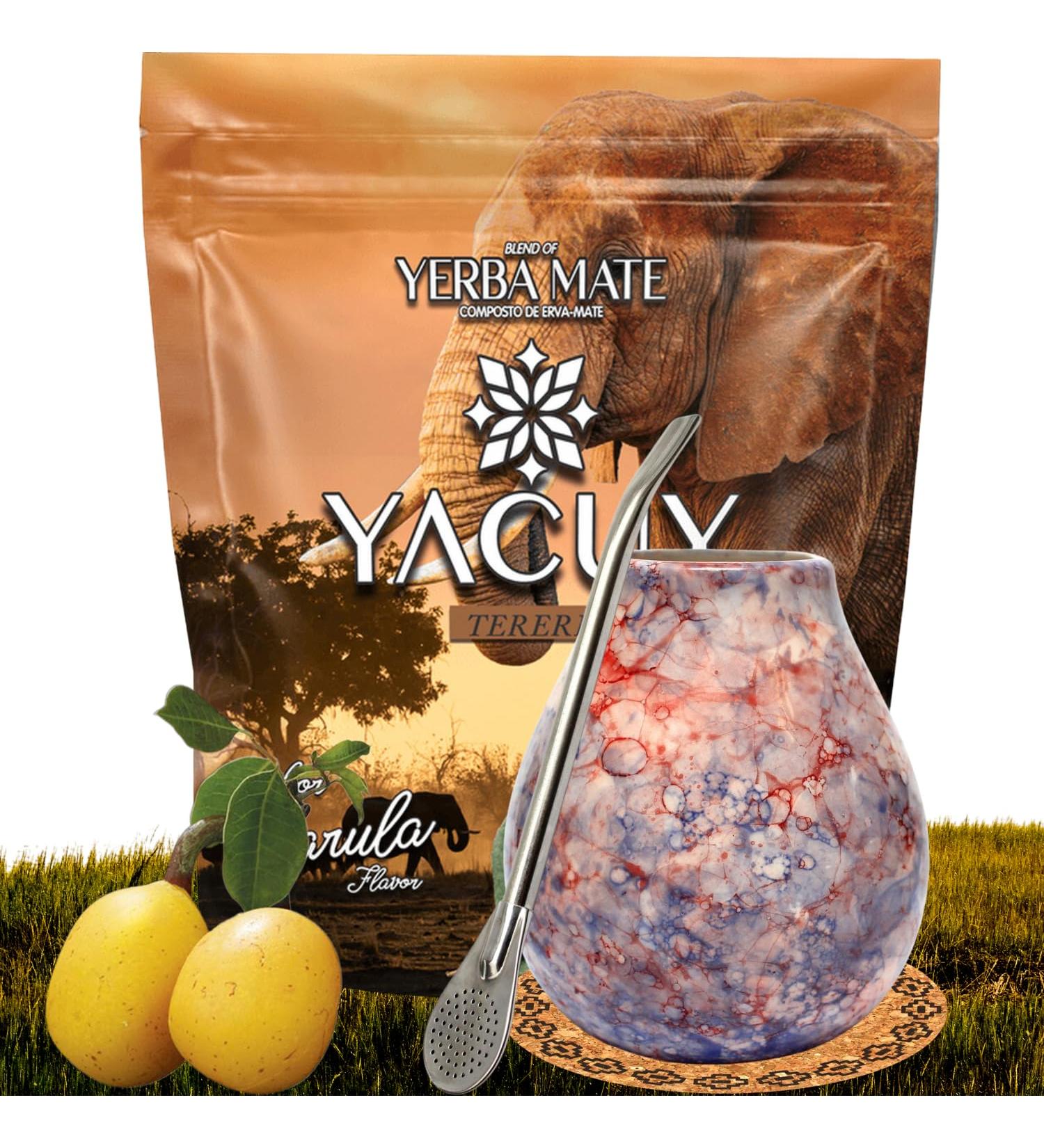  Yacuy Yerba Mate Kit Fruity Yacuy Marula Mate 500g Sweet African Fruit Flavor Kaleidoscope Ceramic Cup 350ml - Buy Online on GoSupps.com