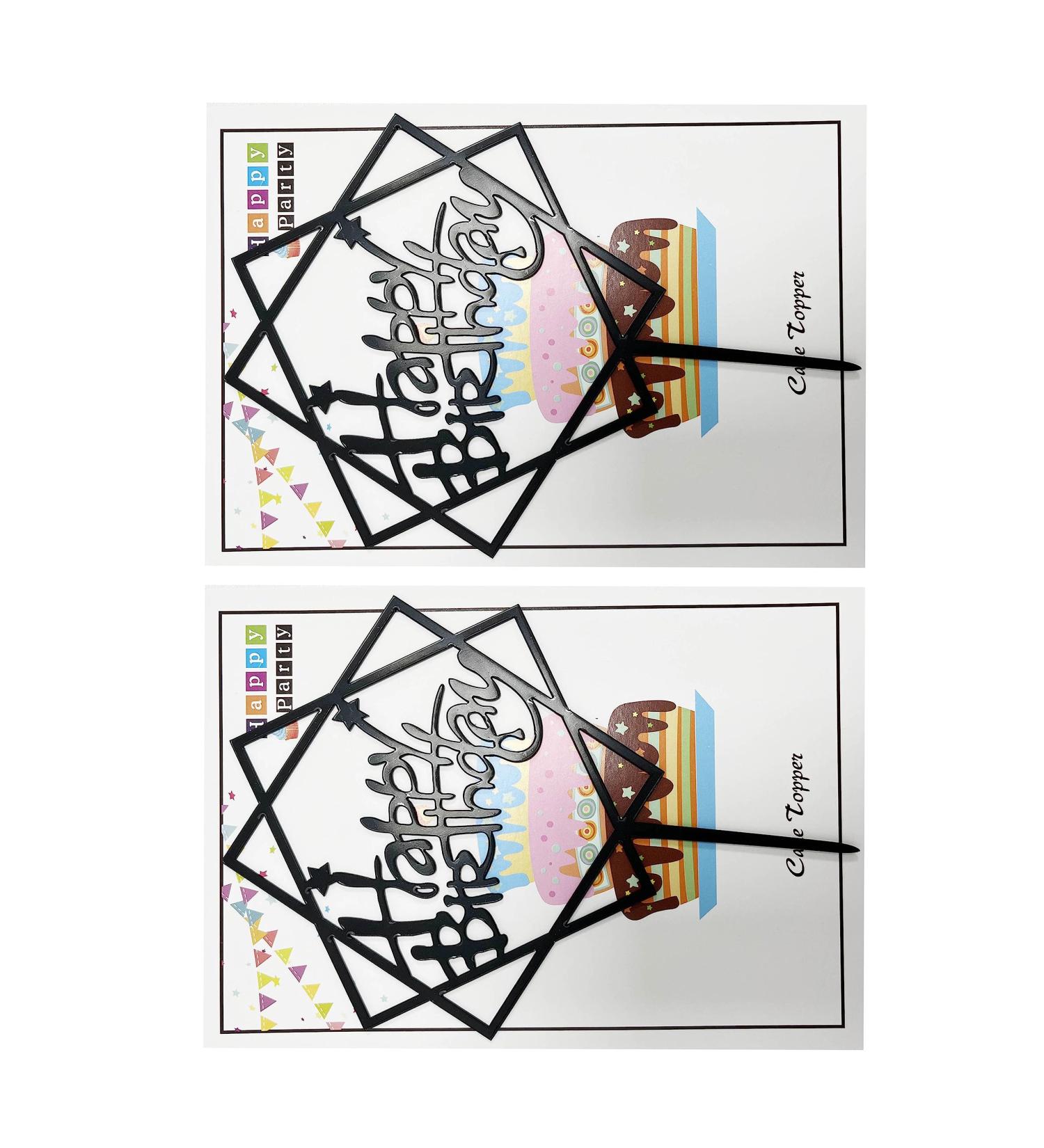 Black Happy Birthday Cake Toppers Birthday Cake Cards Birthday Party Decoration SZU12