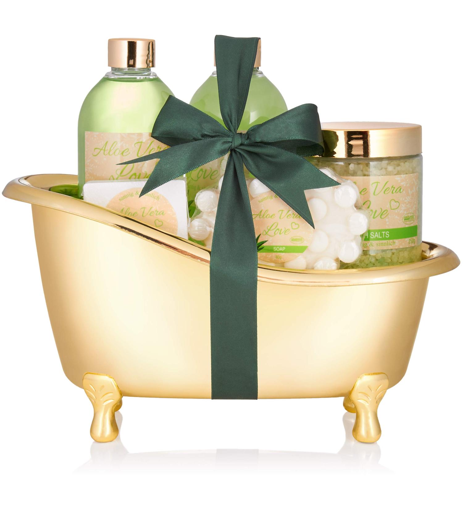 Buy BRUBAKER Aloe Vera Love Bath Set - 6-Piece Gold Colored | Luxury International Shipping - Buy Online on GoSupps.com
