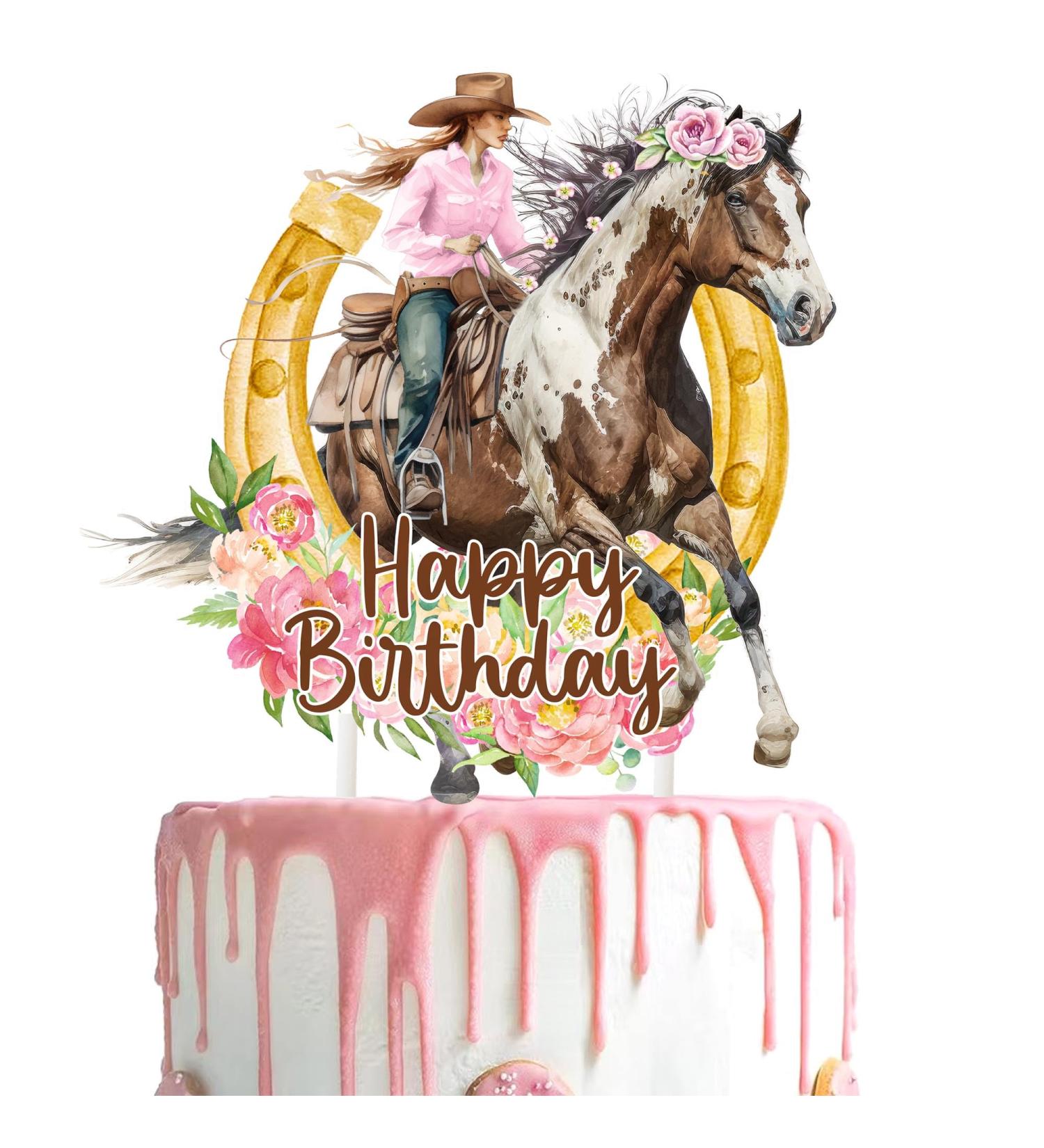 Cowgirl Birthday Cake Topper Cowgirl Birthday Party Supplies Western Cowgirl Cake Decorations Horse Cake Toppers for Girls Women Cowgirls Happy Birthday Party Cake Decorations - Buy Online on GoSupps.com
