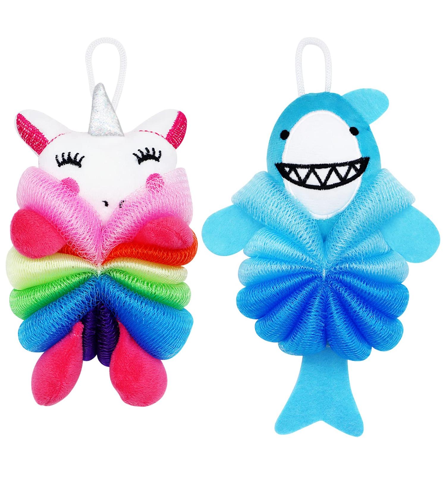 Yeelua Kids Rainbow Cat Shower Puff Loofah Sponge Set - Cute Animal Bath Sponges for Toddlers, Men, and Women - Exfoliating and Cleansing Shower Ball - Buy Online on GoSupps.com