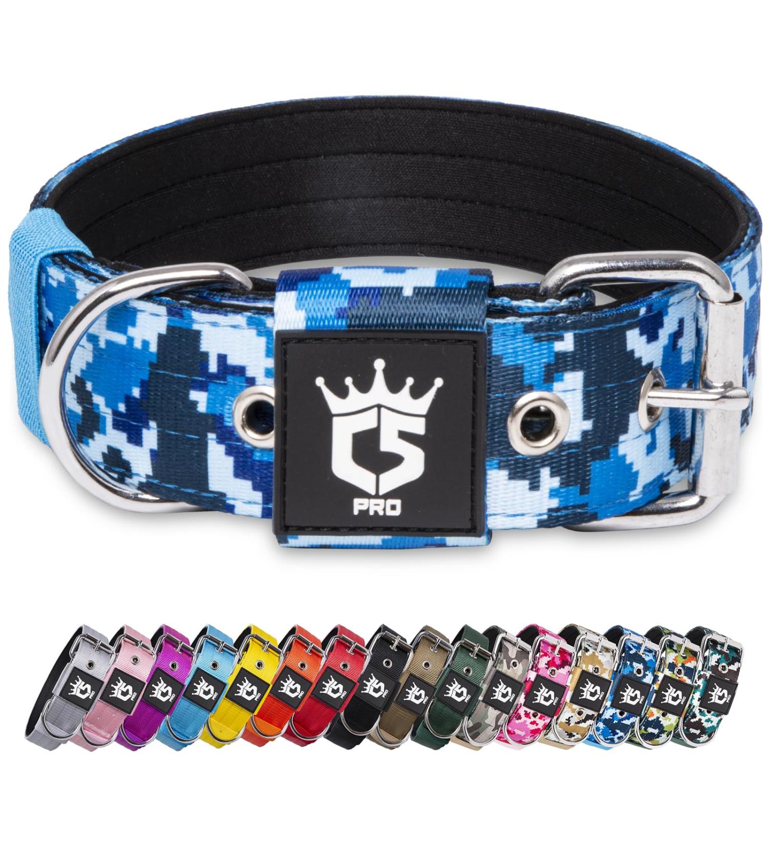 Buy Tspro Tactical Dog Collar - Military Standard 3.8cm Wide Adjustable 52-60cm Camo Blue Design - Strong & Durable - Buy Online on GoSupps.com