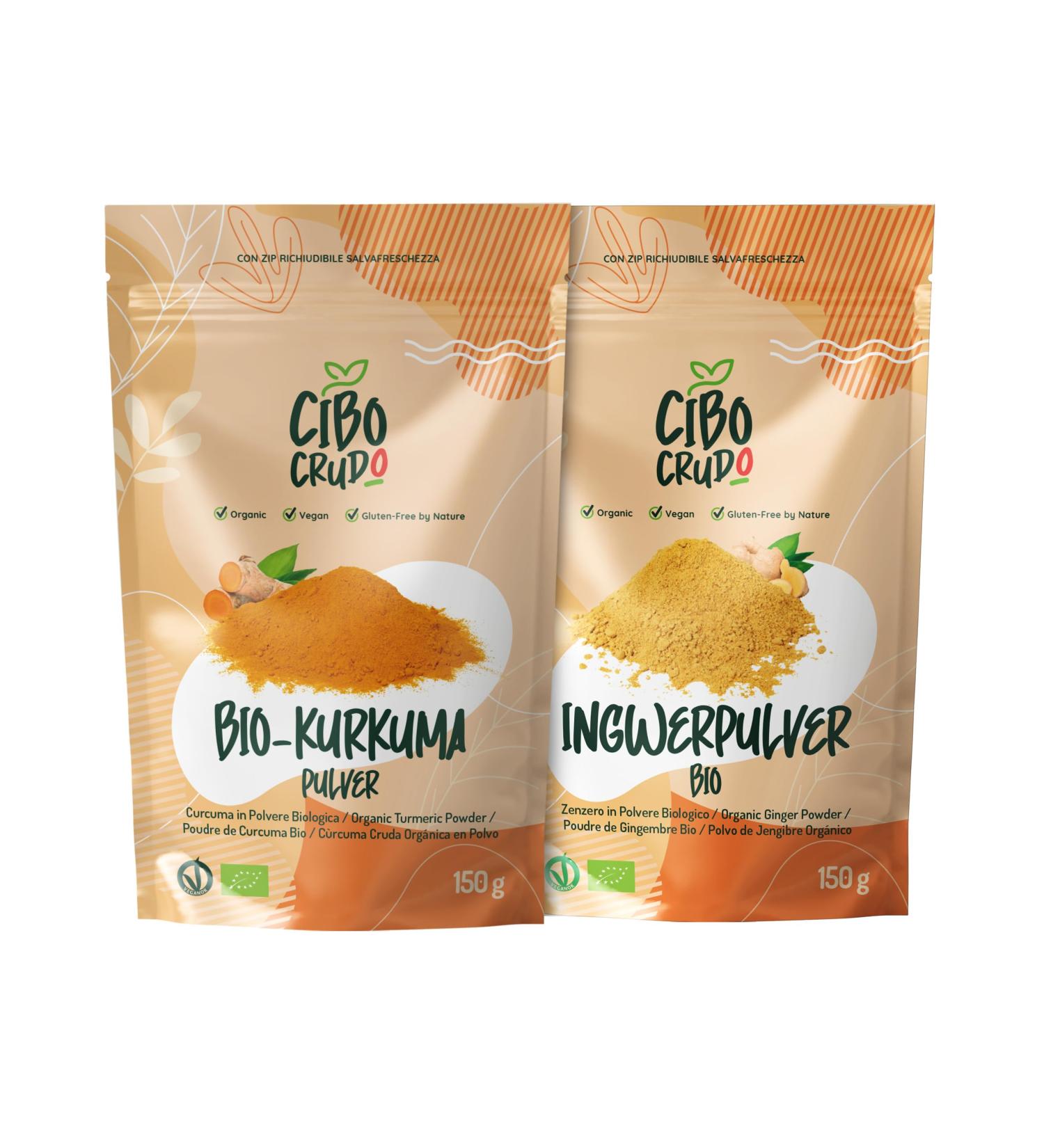 Organic Turmeric & Ginger Powder 150g | Perfect for Smoothies & Golden Milk | Kurkuma & Ground Ginger Mix - Buy Online on GoSupps.com