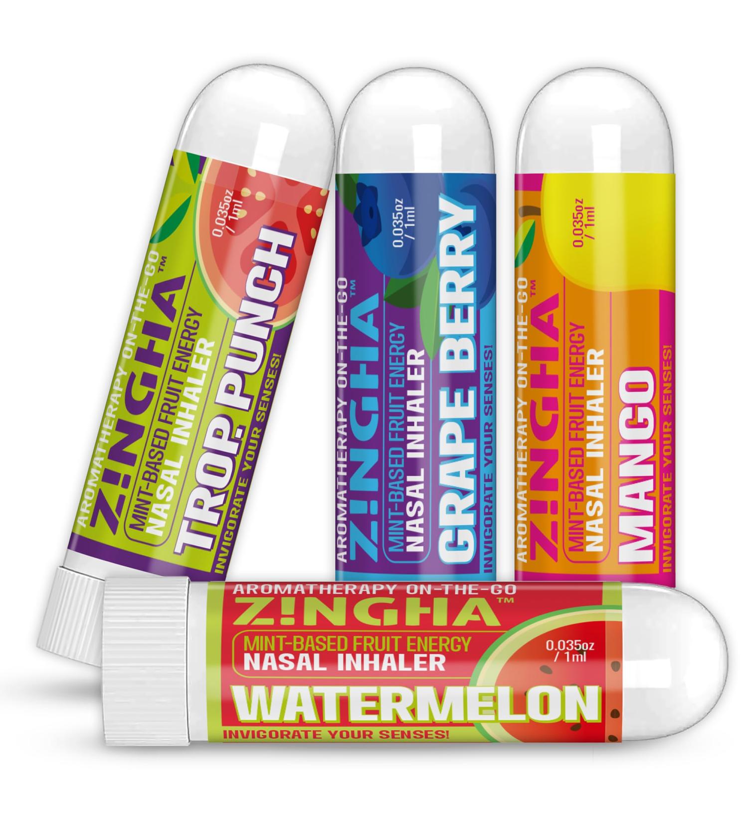 Z!NGHA Natural Aromatherapy Nasal Stick Boost Focus & Enhance Breathing | Portable Sinus Relief & Relaxation Nasal Inhaler Stick | Essential Oil Blend for Stress and Congestion (4PK Fruit Mix) - Buy Online on GoSupps.com