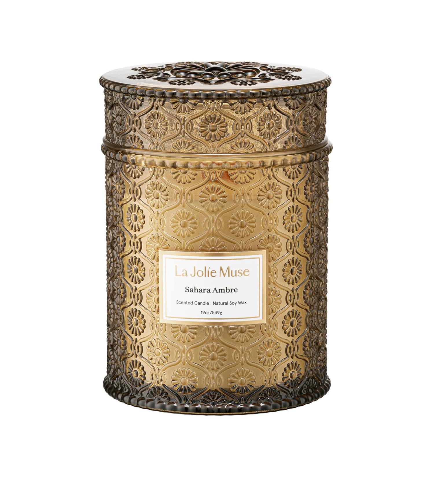 La Jolie Muse Sahara Ambre Scented Candle Candle Gifts for Women Large Glass Jar Candle Natural Soy Wax 90 Hour Candles Long Burning 19.4Oz /550g Sahara Ambre 19.4 ounce - Buy Online on GoSupps.com