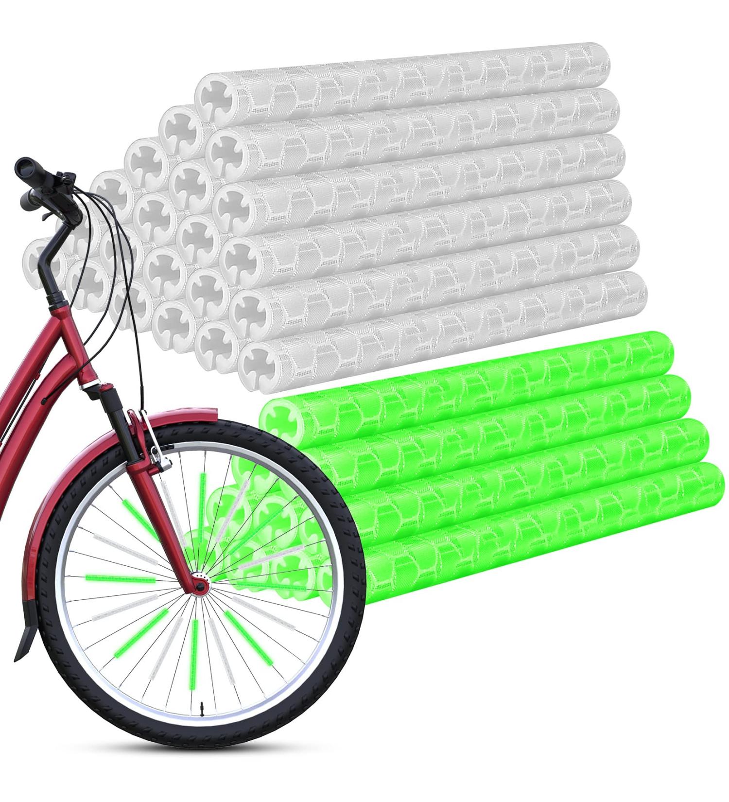72 STK Bike Spoke Reflectors | 360 Visibility | Easy Assembly | White & Green for Standard Bicycles - Buy Online on GoSupps.com