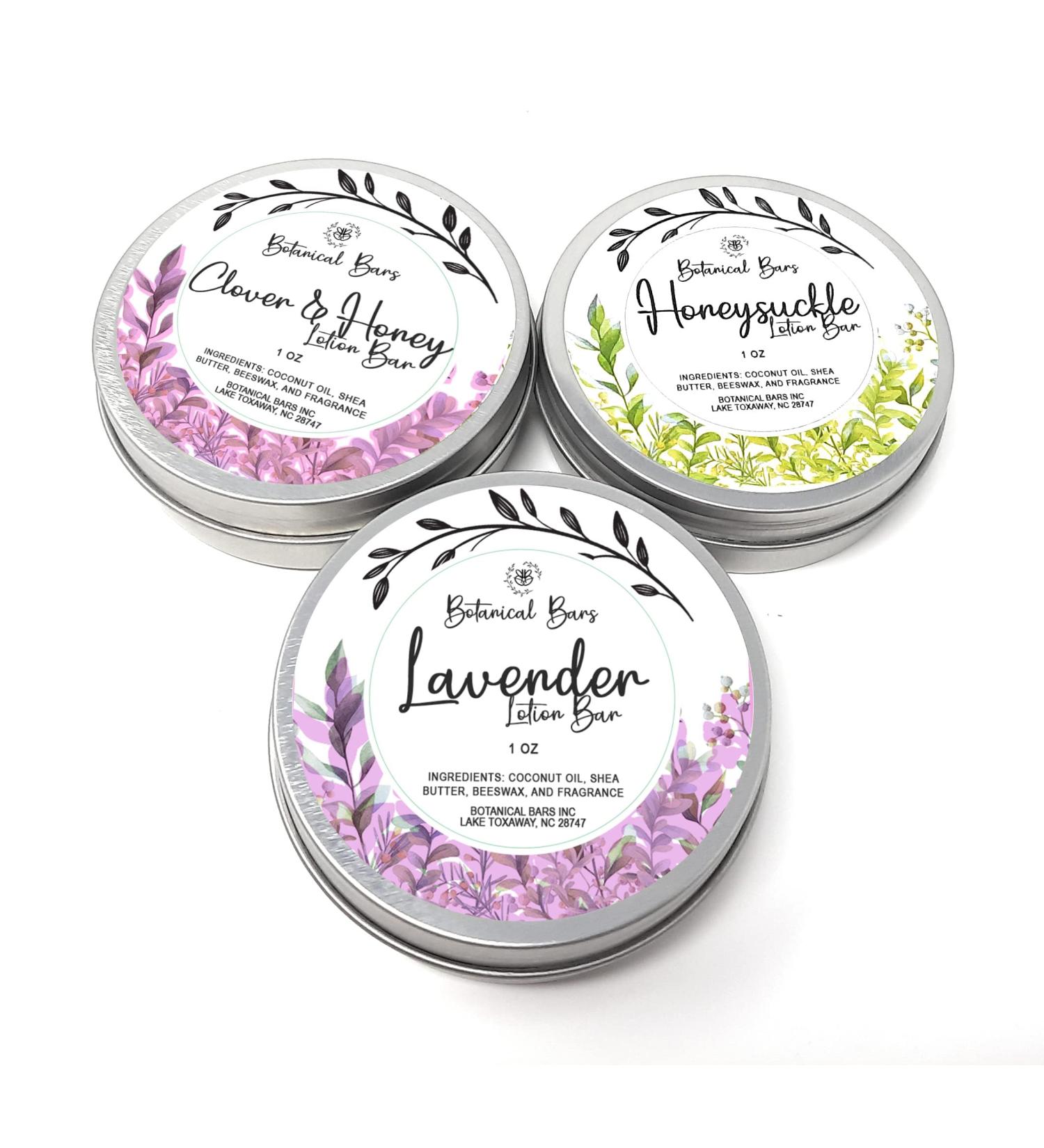 Floral Lotion Bar Set | 3 Natural 1oz Bars - Lavender Honeysuckle Clover & Honey | Ideal for International Shipping - Buy Online on GoSupps.com